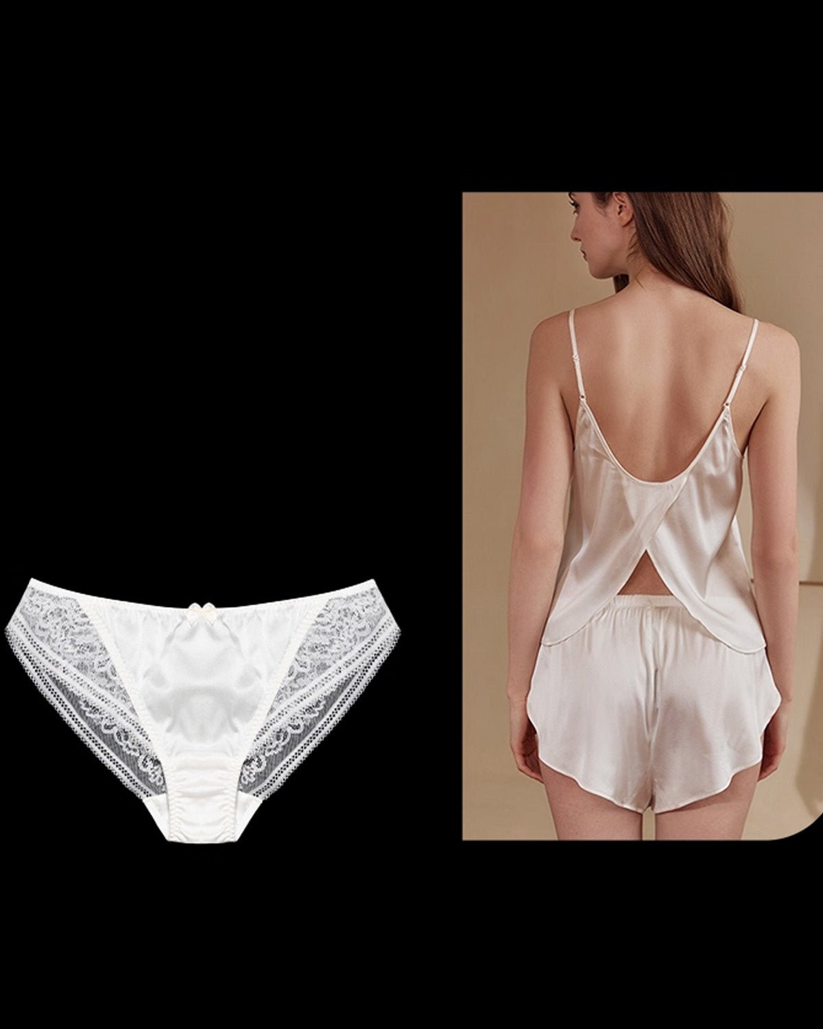 FEELITS Silk & Lace Low - Rise Bikini Panties – Mulberry Silk, Sheer Sexy Lingerie with Bow Detail, Seamless Women’s Panties - FEELITS