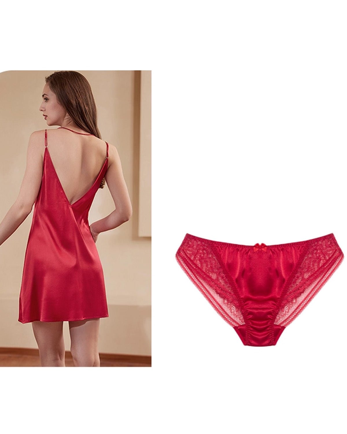FEELITS Silk & Lace Low - Rise Bikini Panties – Mulberry Silk, Sheer Sexy Lingerie with Bow Detail, Seamless Women’s Panties - FEELITS