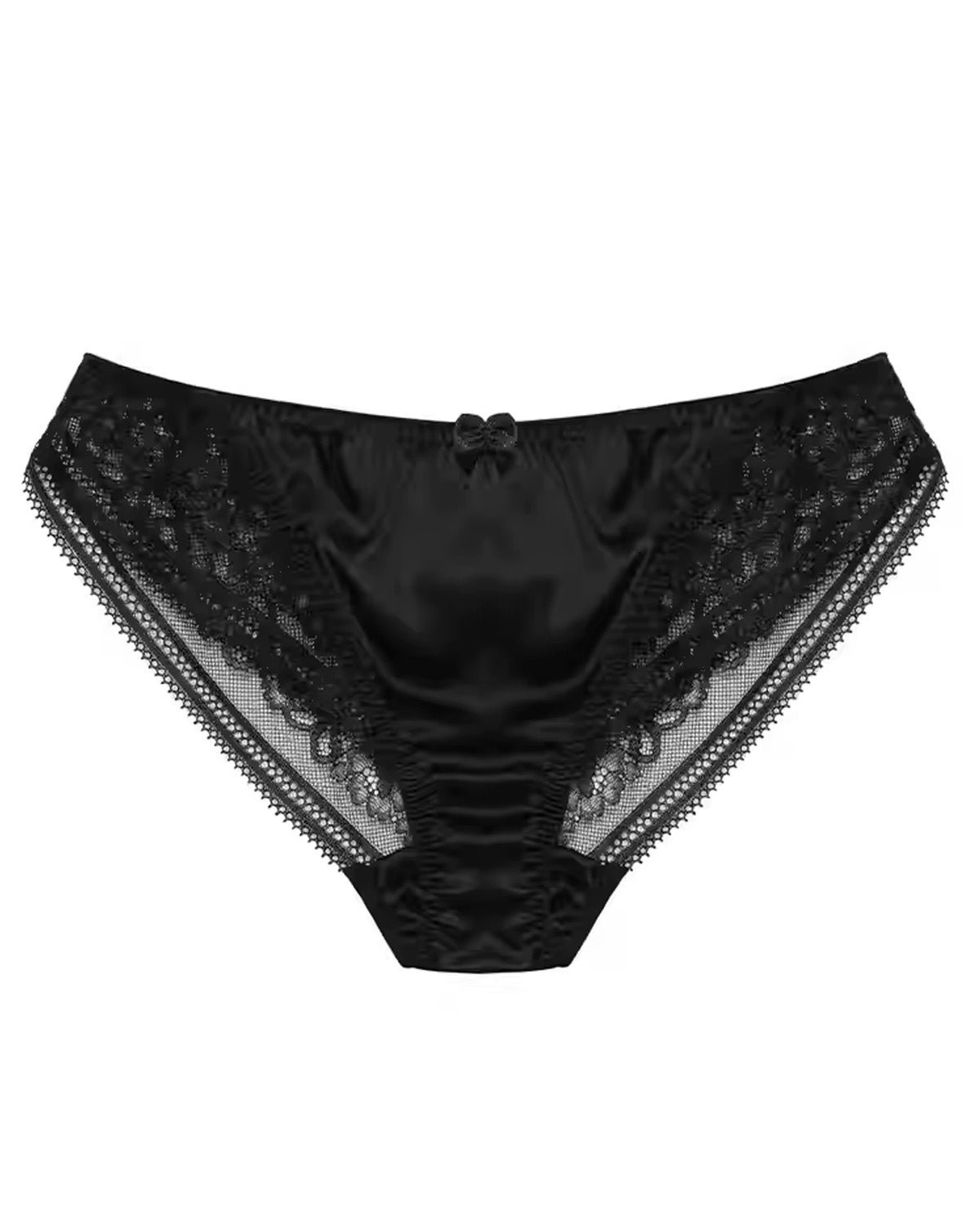 FEELITS Silk & Lace Low - Rise Bikini Panties – Mulberry Silk, Sheer Sexy Lingerie with Bow Detail, Seamless Women’s Panties - FEELITS