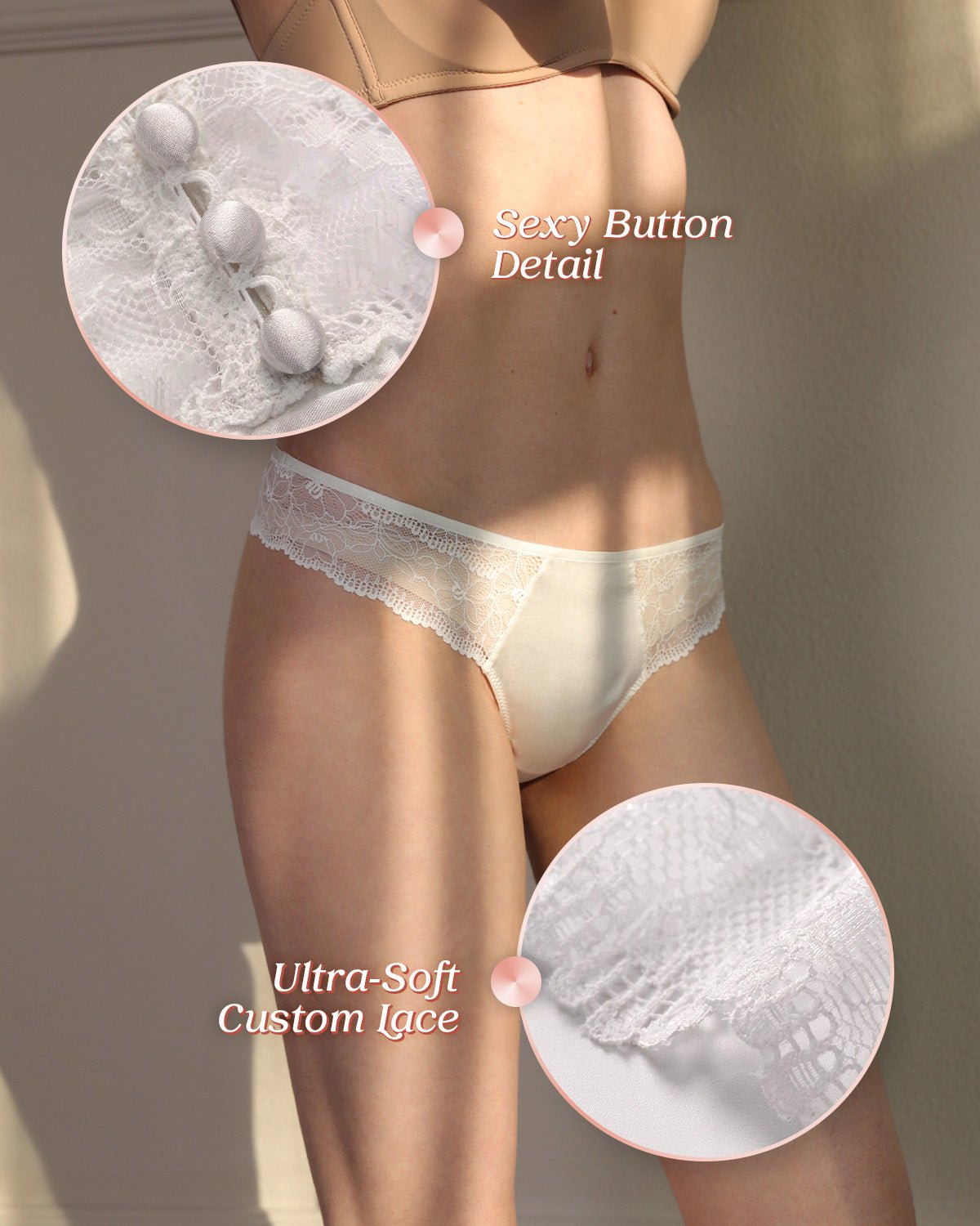 FEELITS TH08 Low-Rise Silk Lace T-Back Thong Panties – 100% 6A Mulberry Silk, Seamless & No-Show - FEELITS