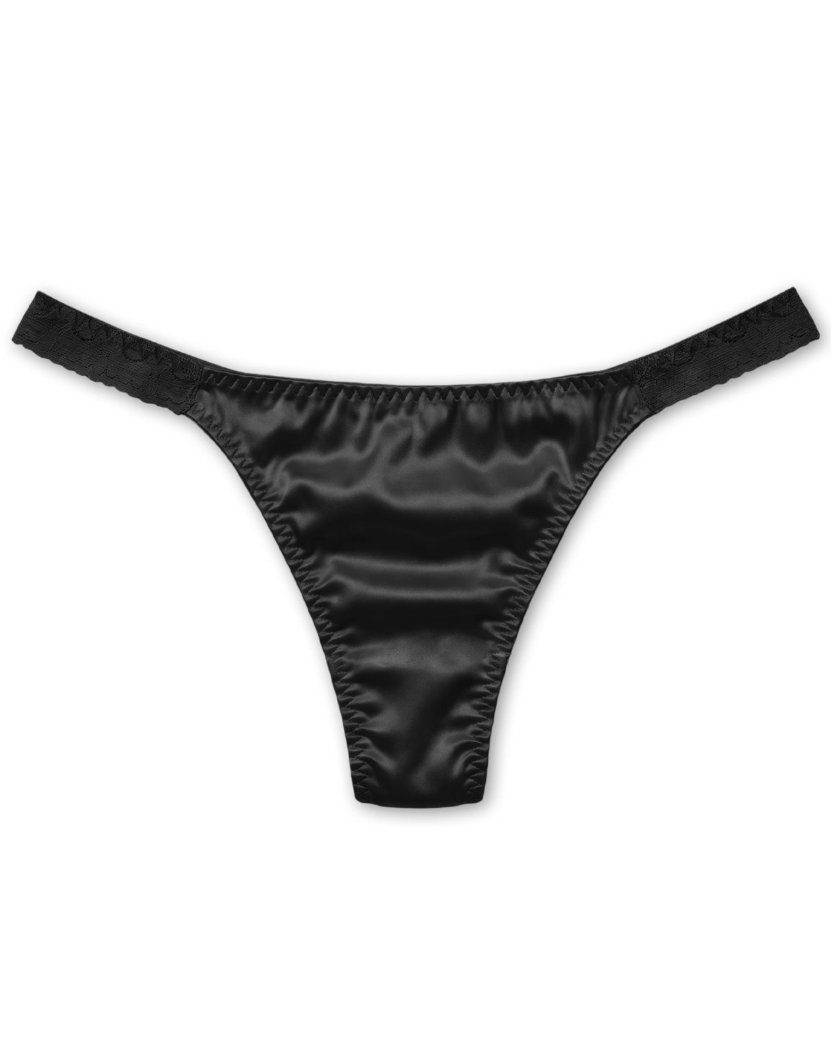 FEELITS TH15 Silk Lace-Trim T-Back Thong – 100% Mulberry Silk, Shiny & Breathable - FEELITS