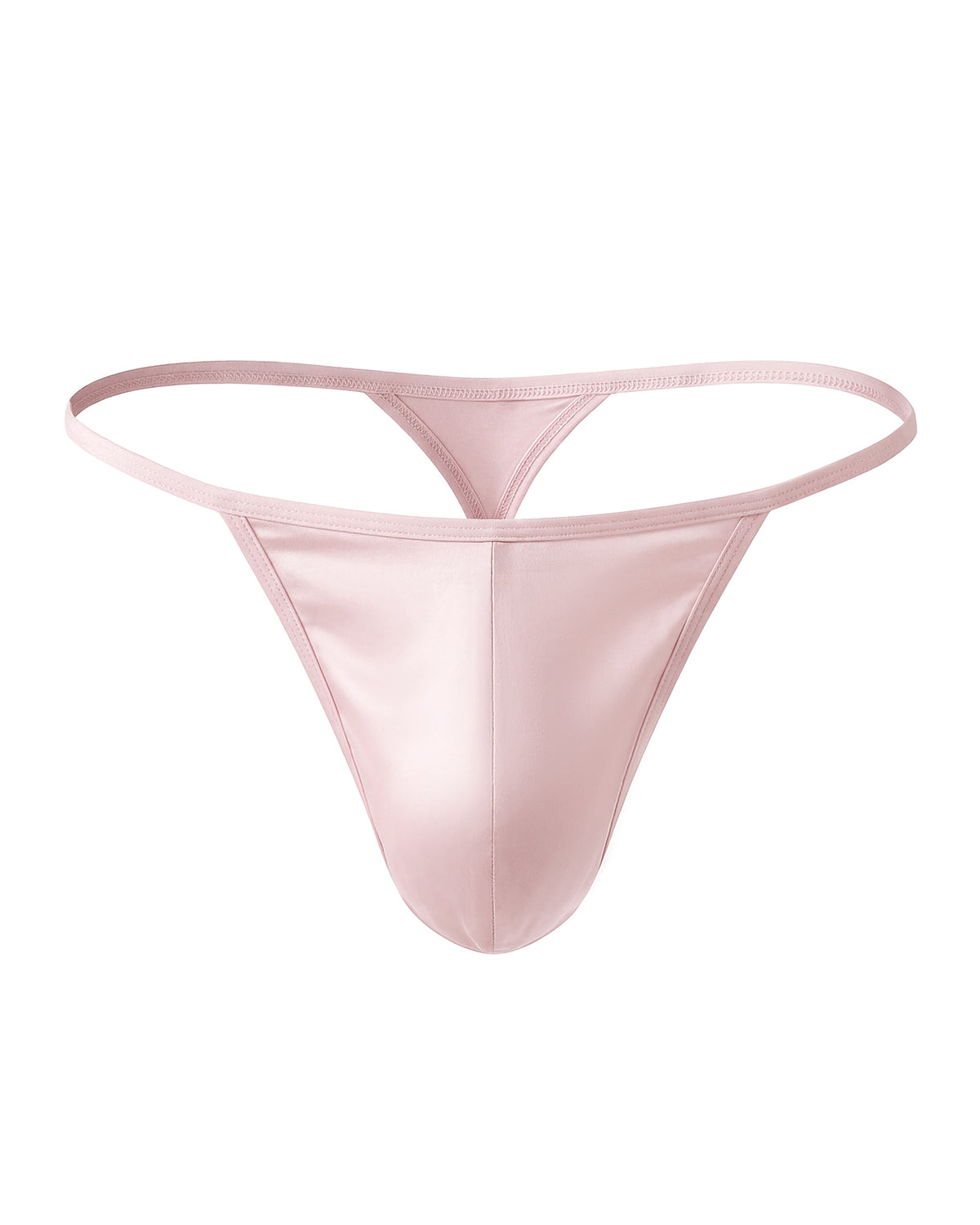 FEELITS THM01 blush pink mulberry silk T-back thong for men - front product view on white #Color_Blush Pink