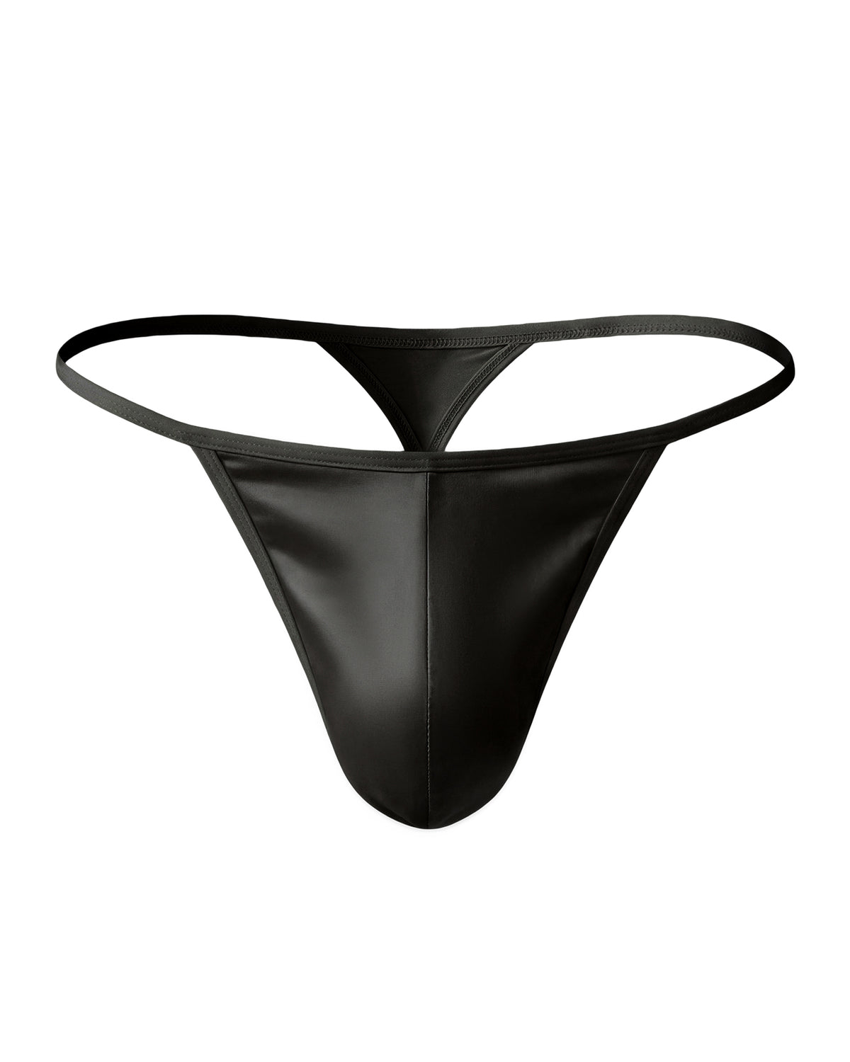 FEELITS THM01 onyx black mulberry silk T-back thong for men - front product view on white #Color_Onyx Black
