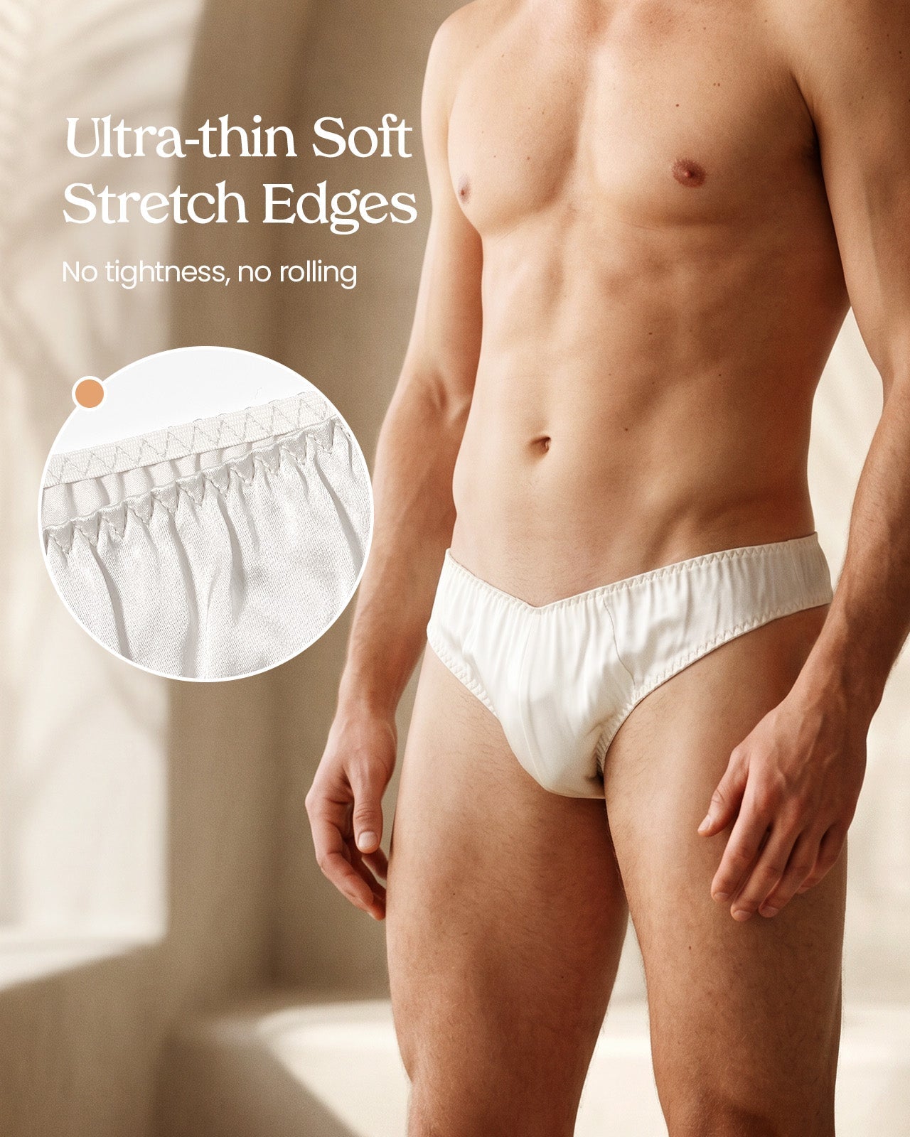 FEELITS THM02 Men's Silk T-Back Thong - 100% Mulberry Silk, Double-Layer Pouch - FEELITS