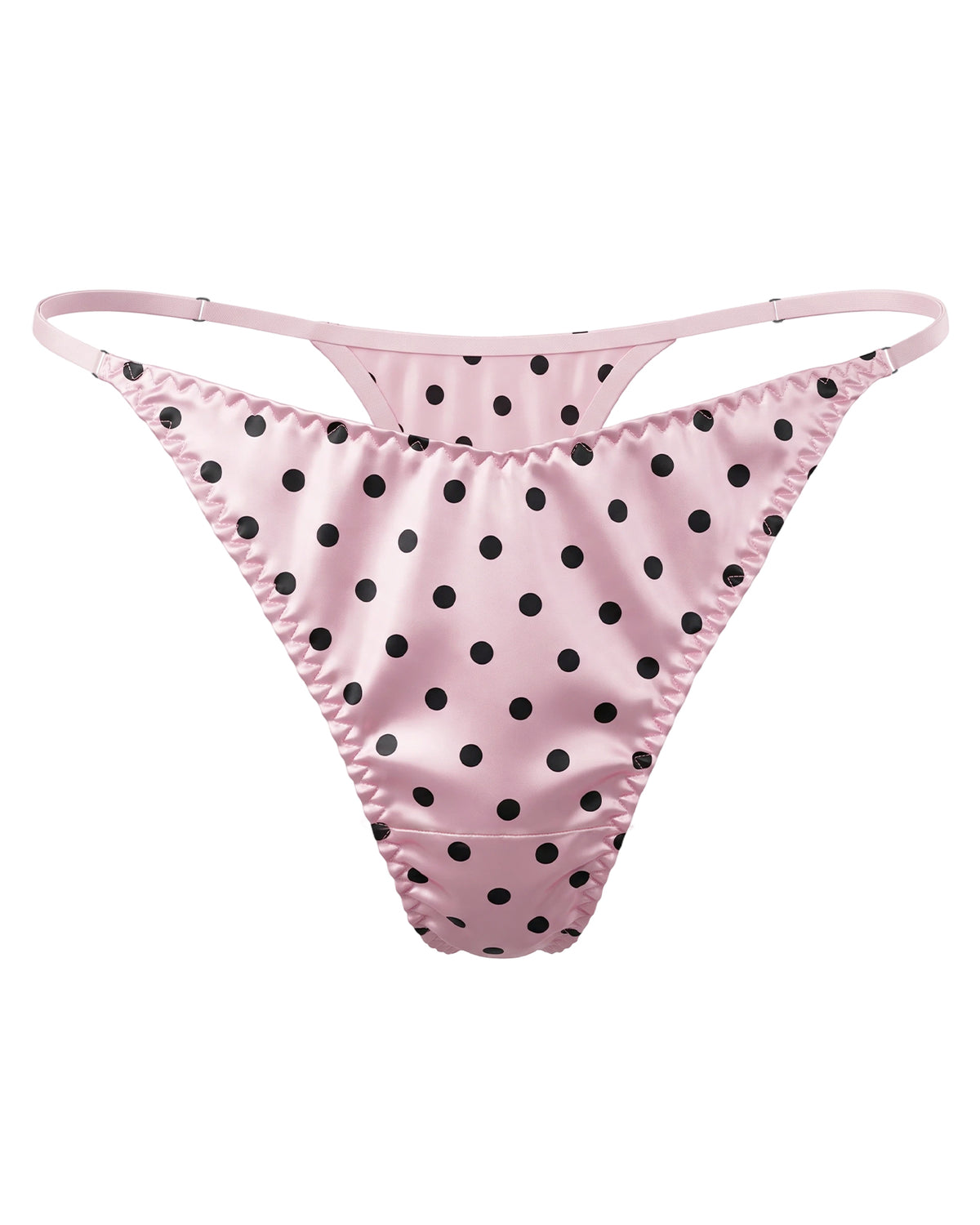 FEELITS THP01 blush polka dot V-front silk thong — hero