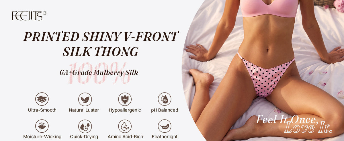 THP01 printed silk thong collection in four designs