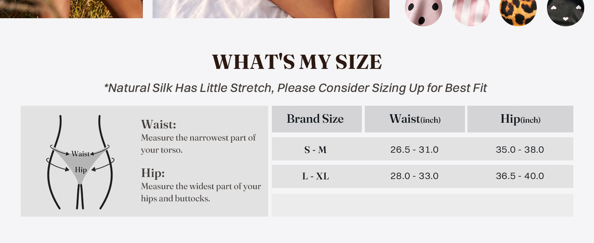 THP01 S-M and L-XL waist and hip size guide