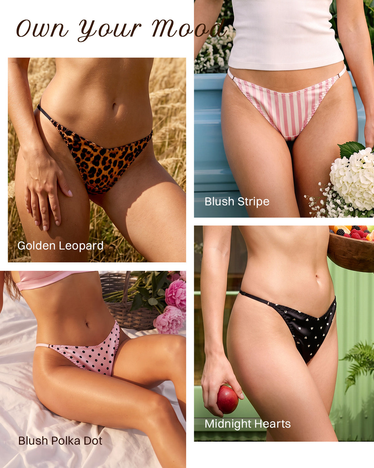 FEELITS THP01 Golden Leopard, Blush Stripe, Midnight Hearts and Blush Polka Dot