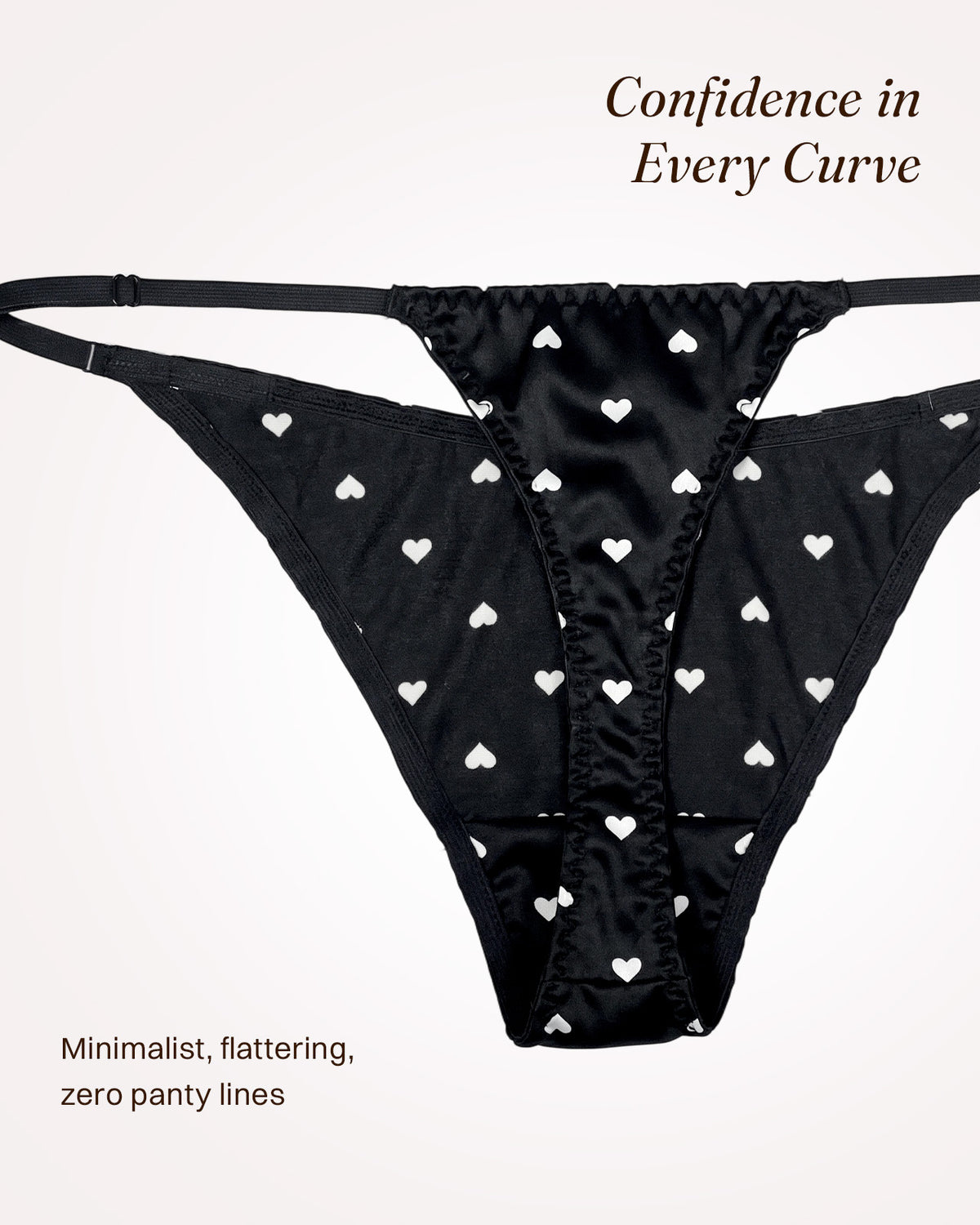 FEELITS THP01 midnight hearts V-front silk thong — front and back