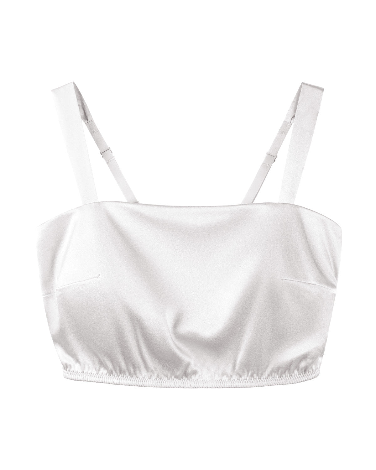 FEELITS TK06 Square-Neck Silk Crop Cami with Built-In Pads