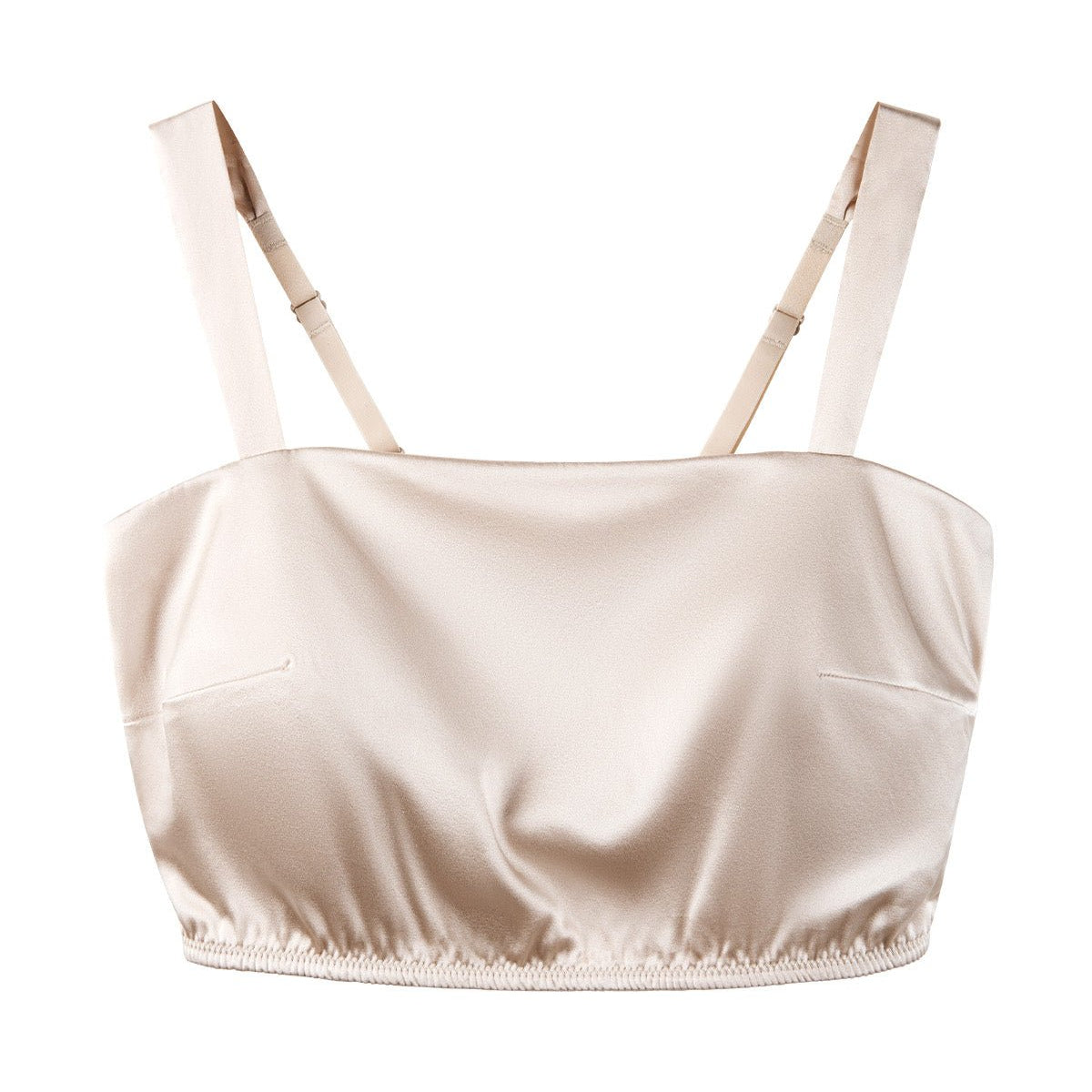 FEELITS TK06 Square-Neck Silk Crop Cami with Built-In Pads