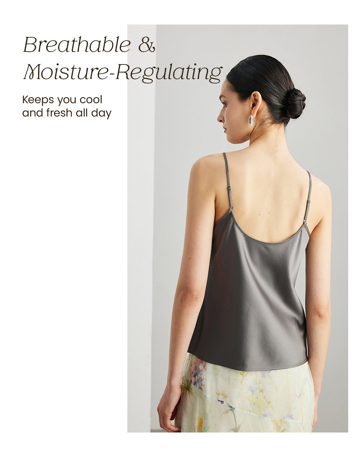 FEELITS TK08 22 Momme Mulberry Silk Crop Top – V-Neck Camisole with Adjustable Spaghetti Straps - FEELITS
