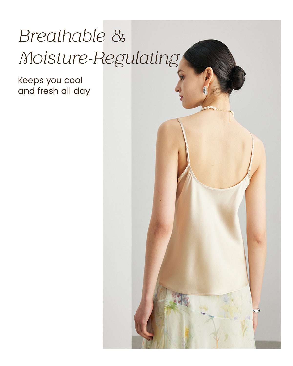 FEELITS TK08 22 Momme Mulberry Silk Crop Top – V-Neck Camisole with Adjustable Spaghetti Straps - FEELITS
