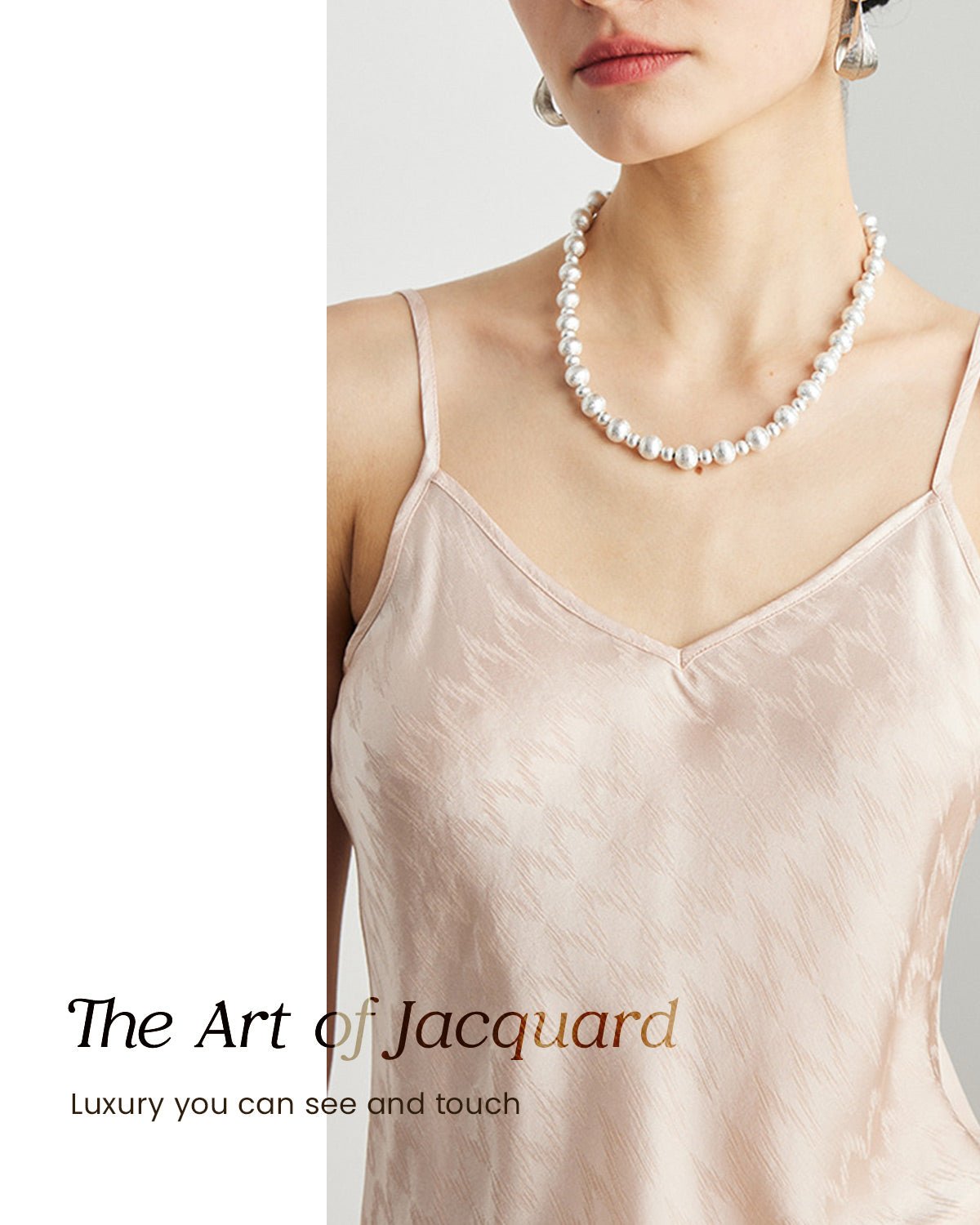 FEELITS TK09 22 Momme Jacquard Mulberry Silk Cami – V-Neck Tank Top with Adjustable Straps - FEELITS