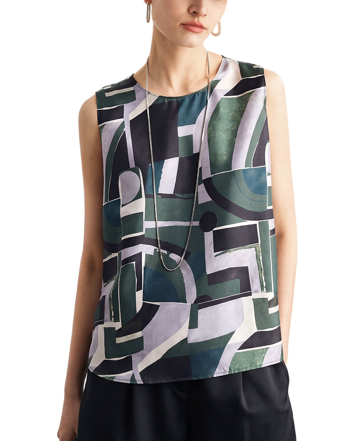 FEELITS TK12 22 Momme Mulberry Silk Tank Top – Crew Neck Sleeveless Cami, Loose Fit - FEELITS