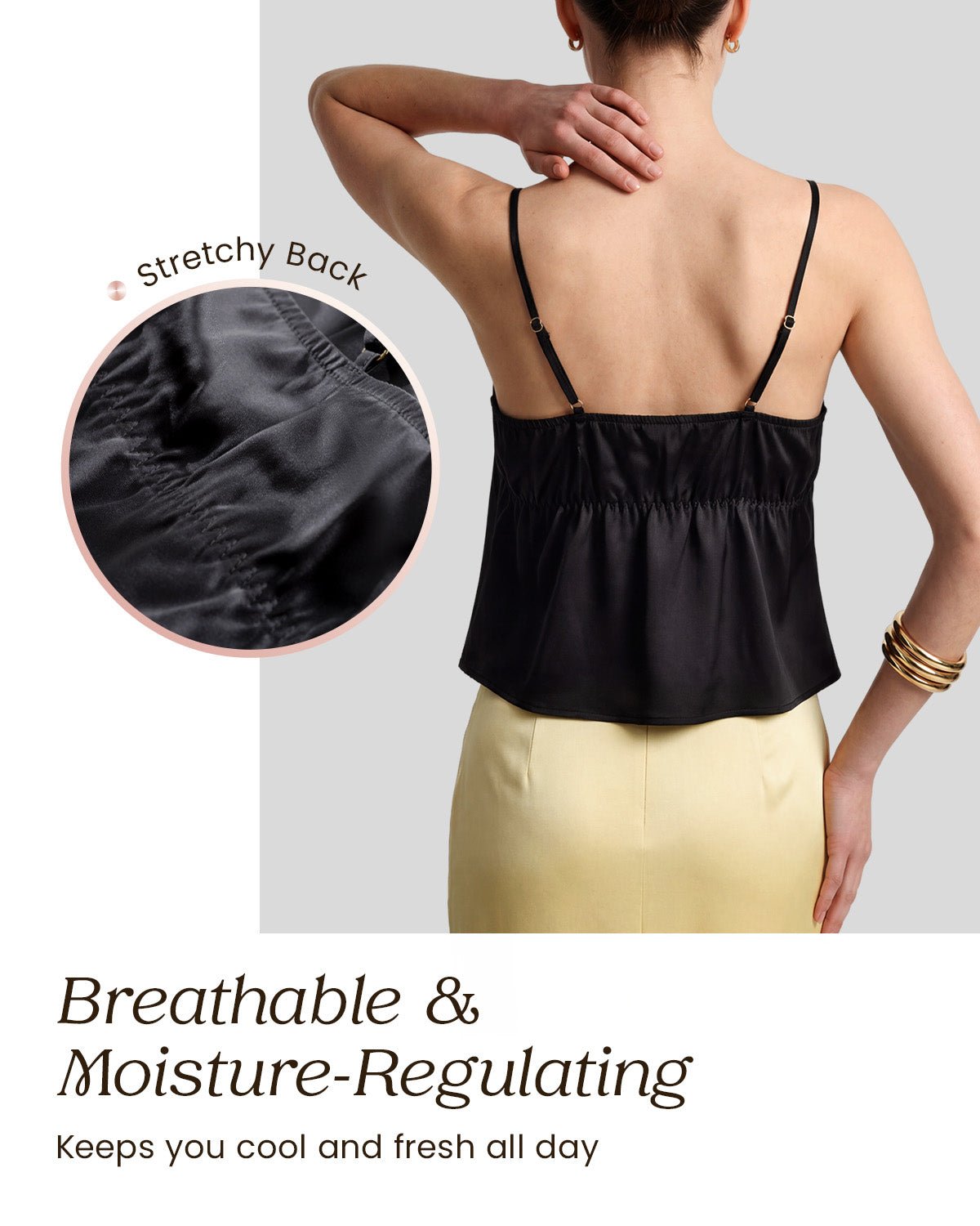 FEELITS TK16 22 Momme Silk Built-In Bra Camisole ¨C 100% Mulberry Silk Adjustable Strap Tank Top - FEELITS