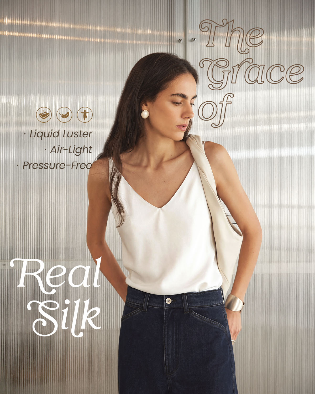 FEELITS TK17 22 Momme Silk Built-In Bra V-Neck Camisole - FEELITS