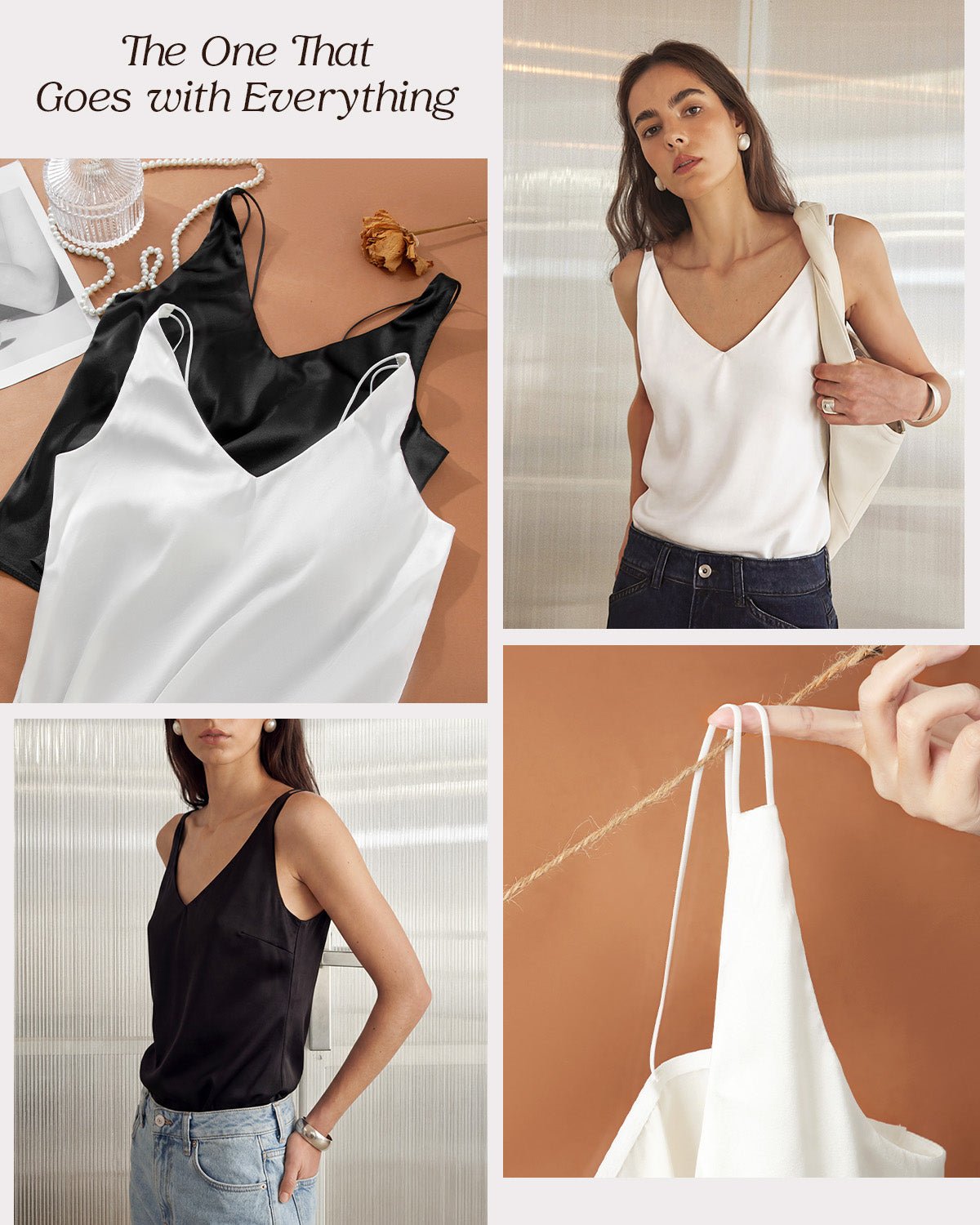 22 Momme Silk Built-In Bra V-Neck Camisole | FEELITS