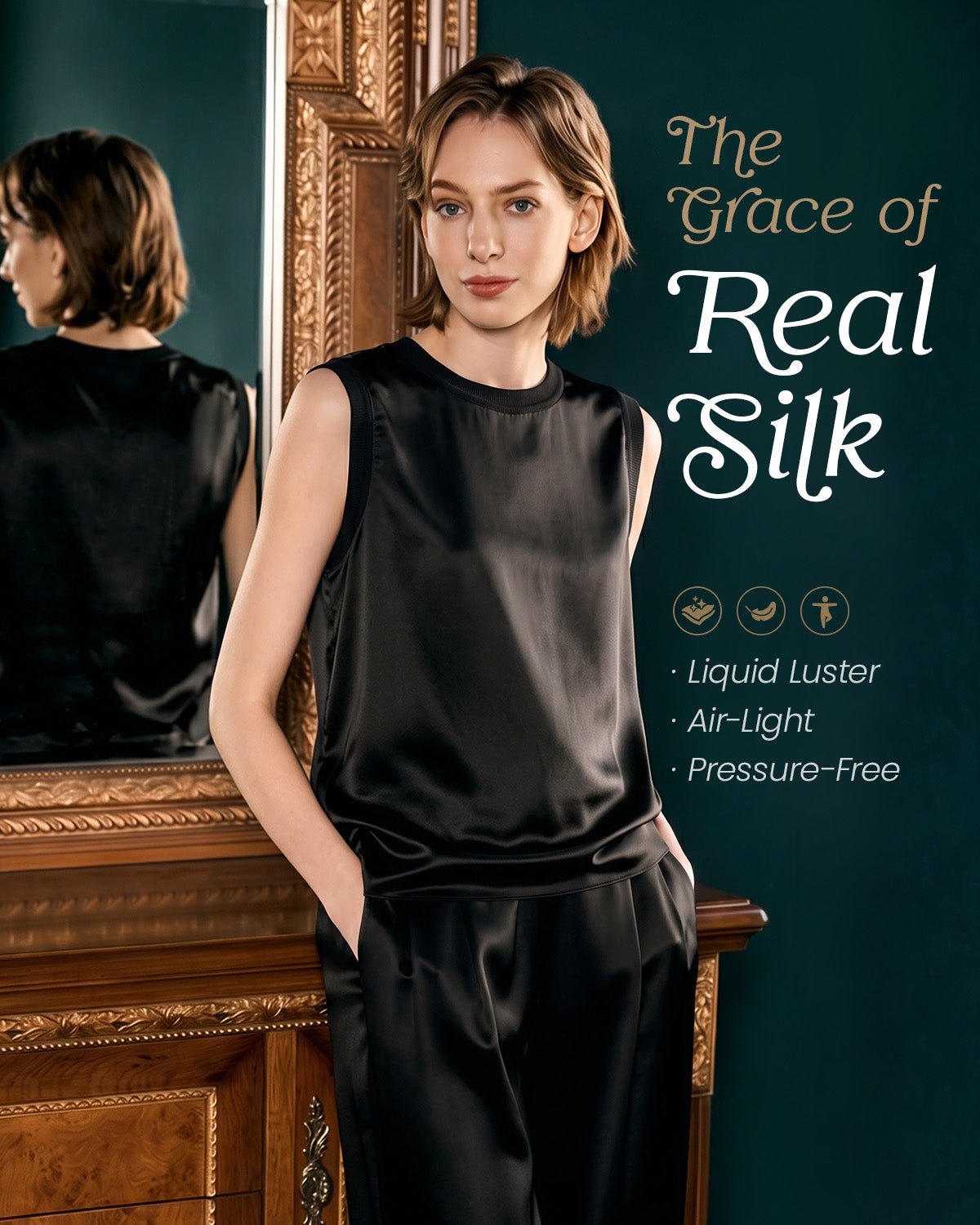 FEELITS TK22 22 Momme Silk Crew Neck Tank Top - FEELITS