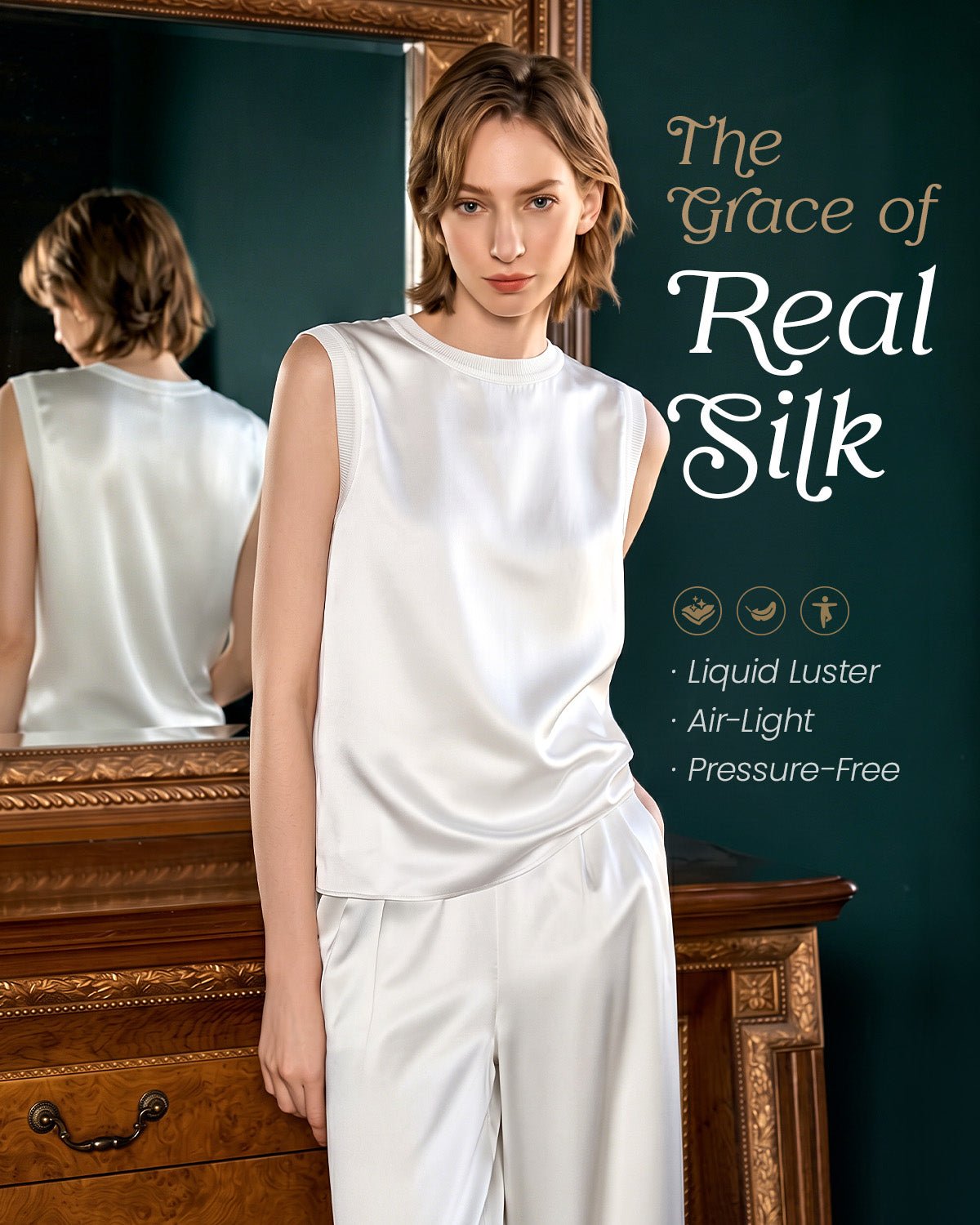 FEELITS TK22 22 Momme Silk Crew Neck Tank Top - FEELITS