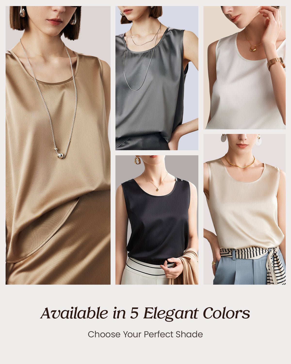 FEELITS Womens 100% Mulberry Silk Tank Top - 19 Momme Silk, Loose Fit Casual Flowy Sleeveless Summer Tops Clothes Outfits - FEELITS