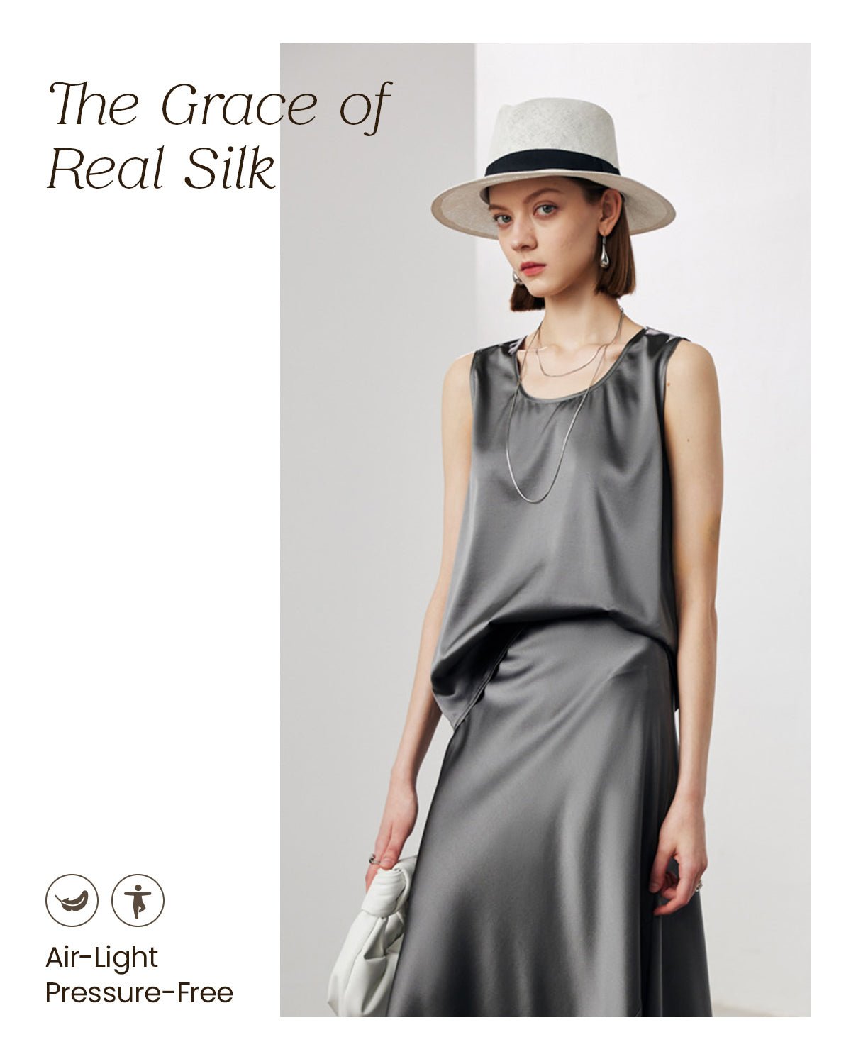 FEELITS Womens 100% Mulberry Silk Tank Top - 19 Momme Silk, Loose Fit Casual Flowy Sleeveless Summer Tops Clothes Outfits - FEELITS