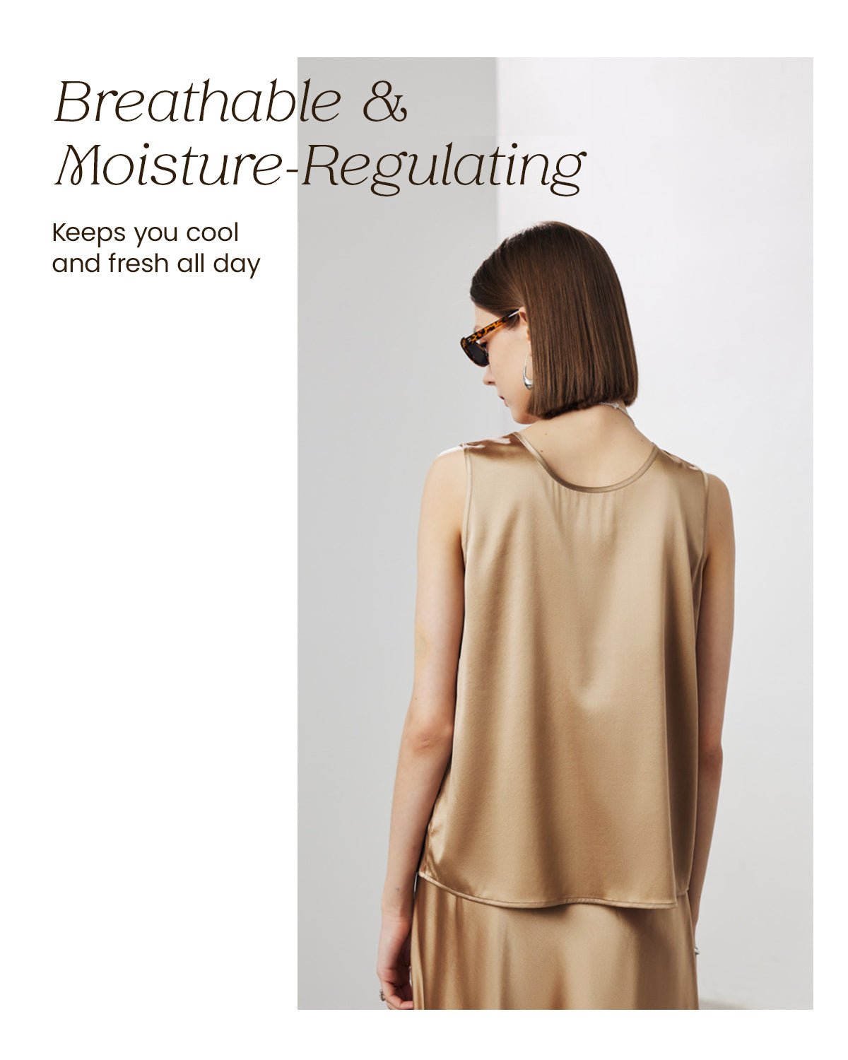 FEELITS Womens 100% Mulberry Silk Tank Top - 19 Momme Silk, Loose Fit Casual Flowy Sleeveless Summer Tops Clothes Outfits - FEELITS