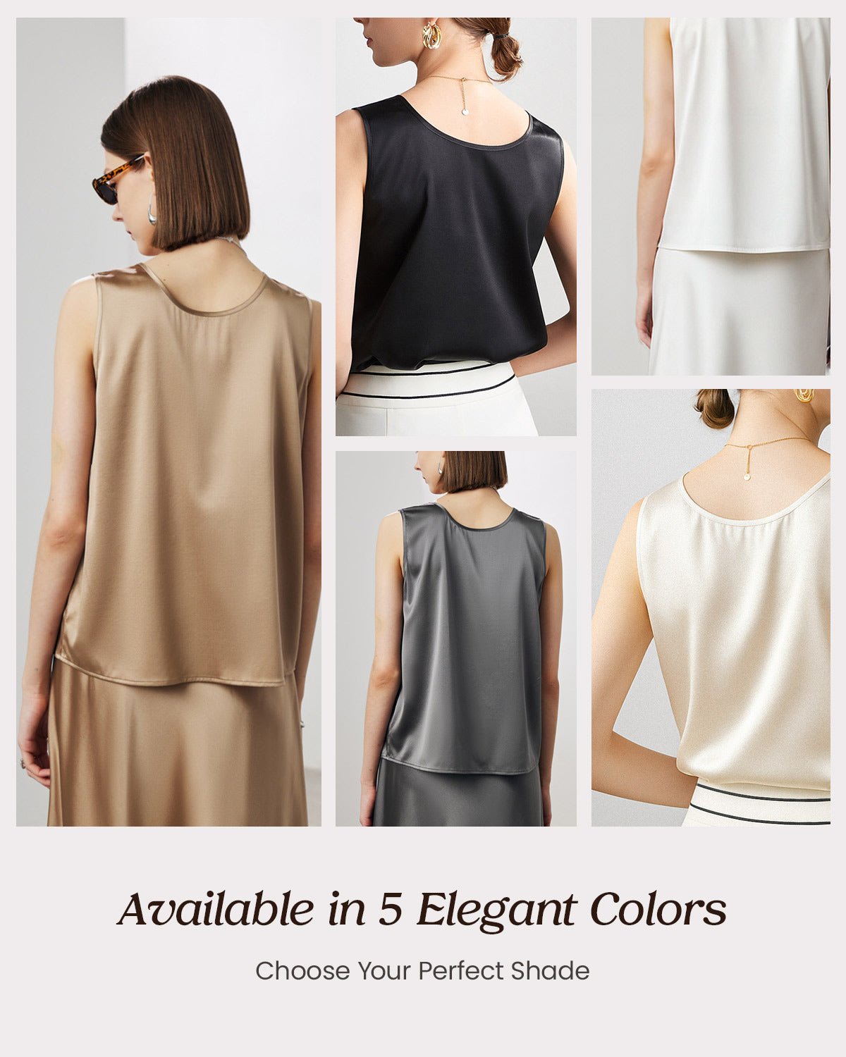 FEELITS Womens 100% Mulberry Silk Tank Top - 19 Momme Silk, Loose Fit Casual Flowy Sleeveless Summer Tops Clothes Outfits - FEELITS