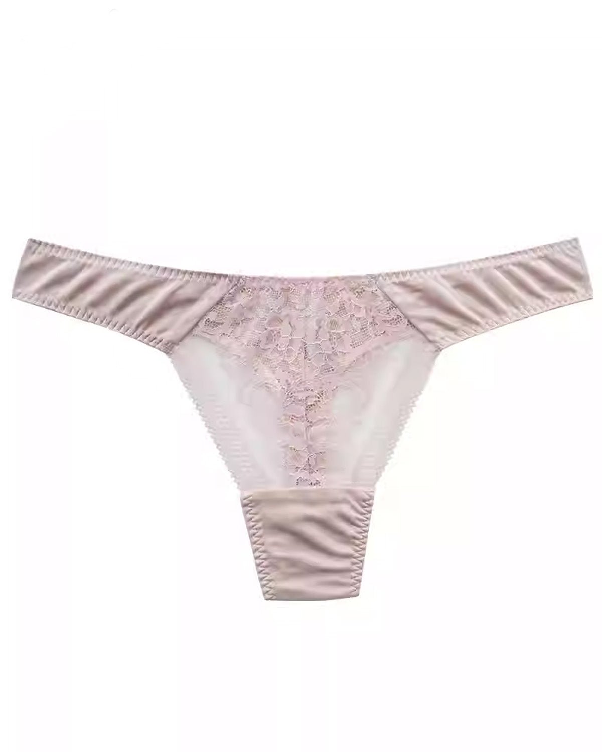 FEELITS Women’s 100% Mulberry Silk Thong – Low - Rise Seamless T - Back Panties with Sheer Lace, Sexy Yoga Underwear - FEELITS