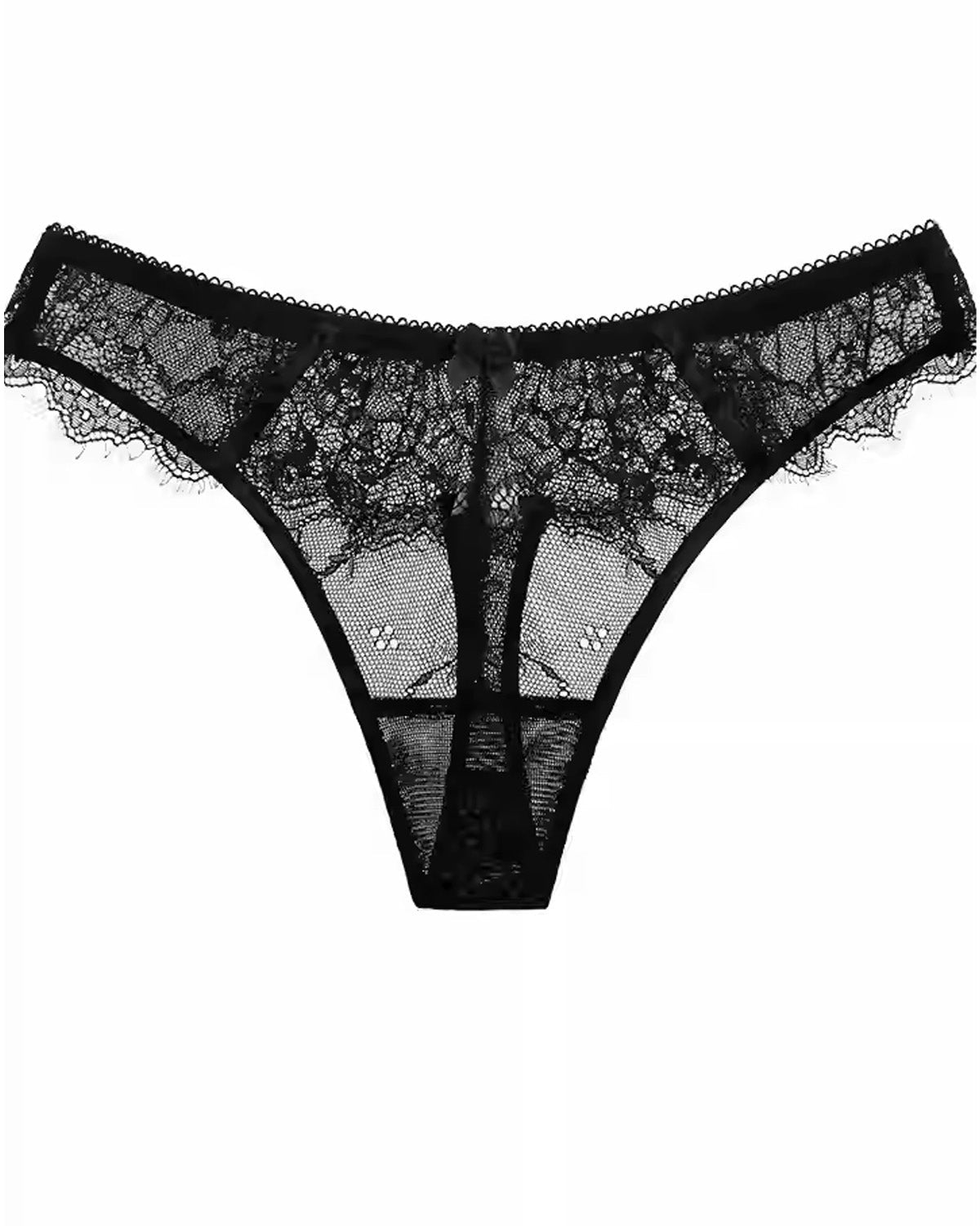 FEELITS Women’s 100% Mulberry Silk Thong Panties – Sheer Mesh & Lace, Low - Rise Seamless Sexy Underwear - FEELITS