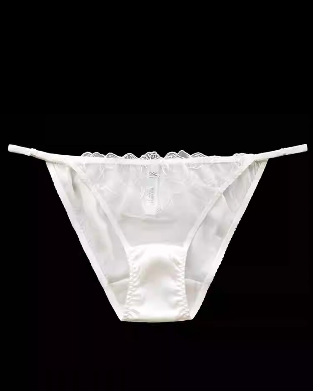 FEELITS Women’s Mulberry Silk Bikini Panties – Low - Rise Adjustable Lace Strap, Sheer Hollow - Out Sexy Underwear - FEELITS