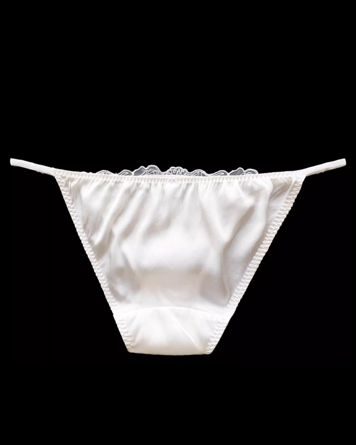 FEELITS Women’s Mulberry Silk Bikini Panties – Low - Rise Adjustable Lace Strap, Sheer Hollow - Out Sexy Underwear - FEELITS
