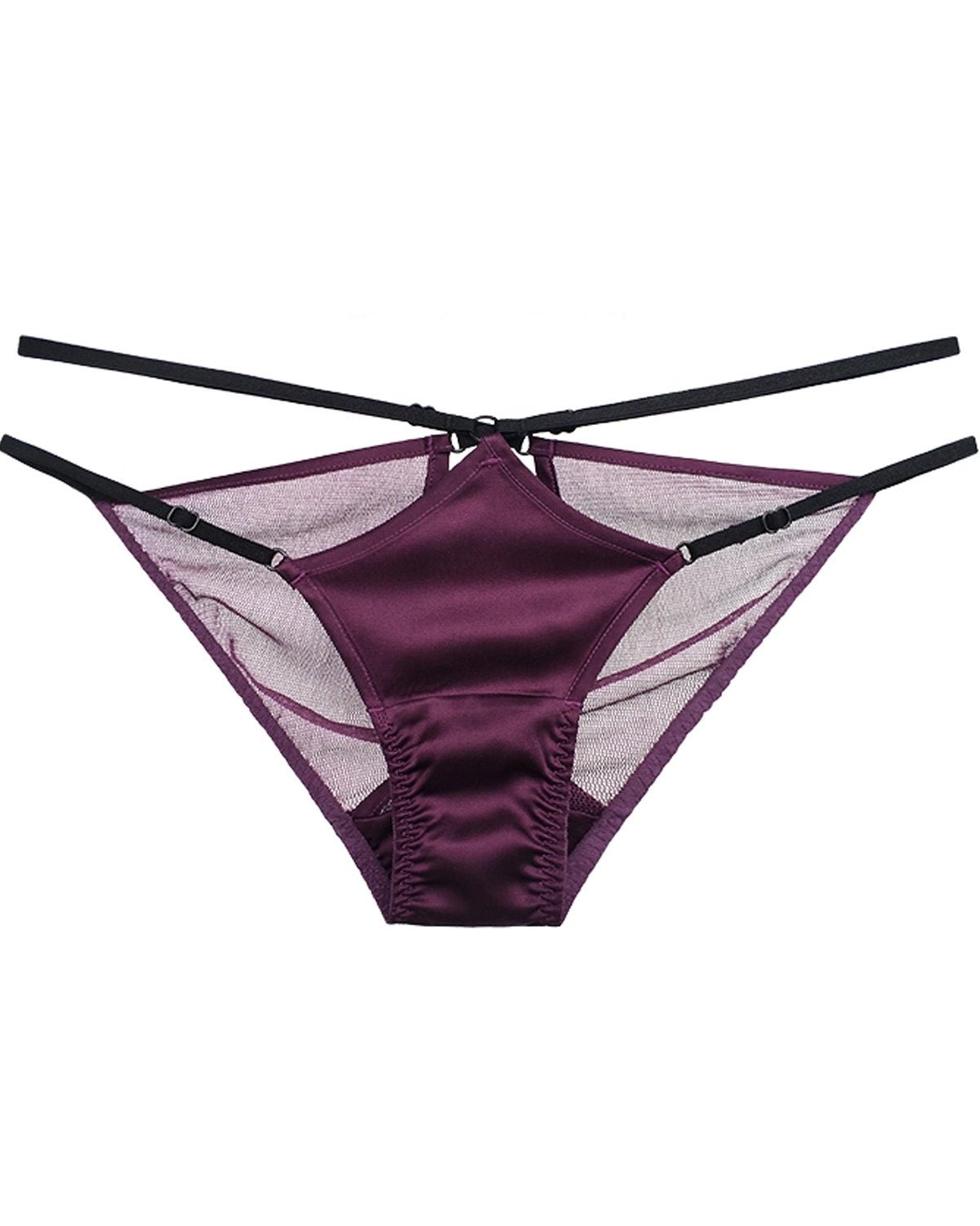 FEELITS Women’s Mulberry Silk Bikini Panties – Low - Rise Sheer Mesh Lace Triangle Underwear, Seamless Sexy Silk Lingerie Gift - FEELITS