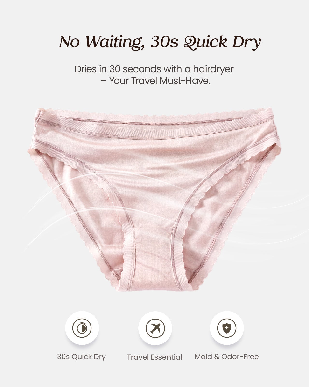 FEELITS Women's Mulberry Silk Bikini Panties – Scalloped Edge, Ultra - Soft & Breathable - FEELITS