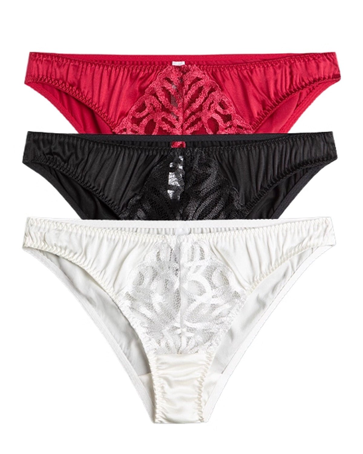 FEELITS Women’s Mulberry Silk Brief Panties – Low - Rise Seamless Triangle Underwear with Sheer Hollow Lace, Sexy Silk Lingerie - FEELITS