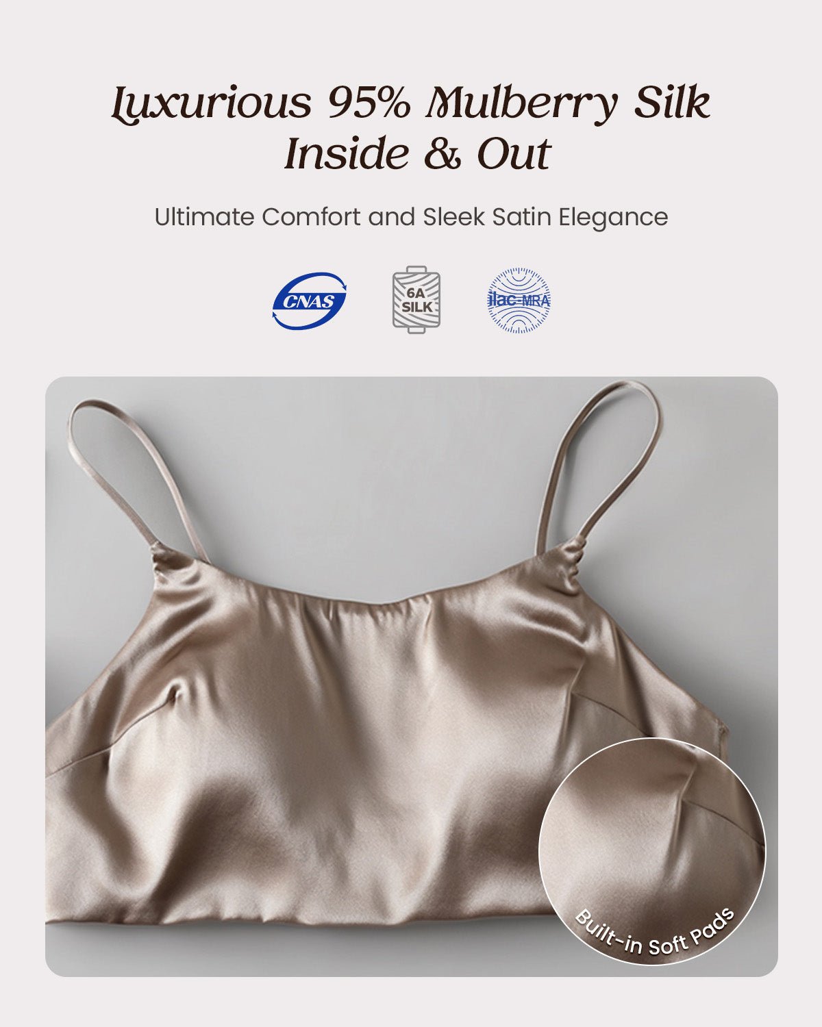 FEELITS Women's Mulberry Silk Tank Top - 22 Momme Silk Crop Top with Adjustable Spaghetti Straps, Basic Cami Shirt - FEELITS