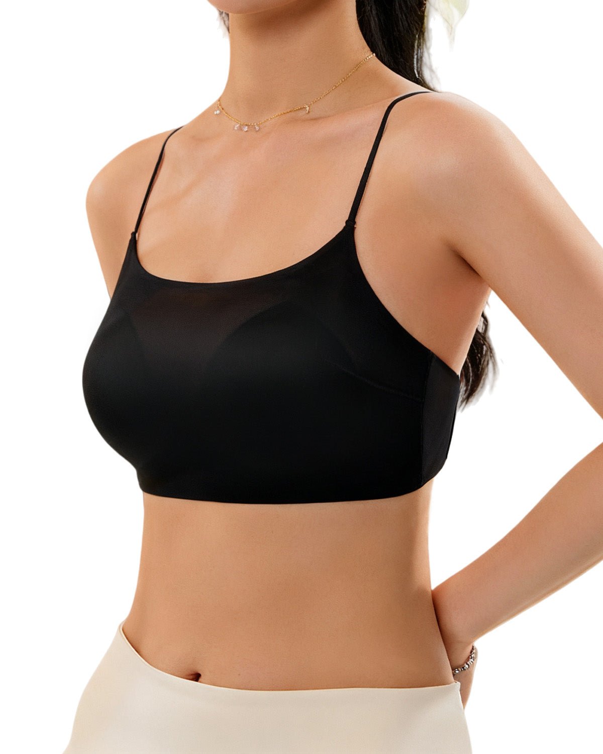 FEELITS Women's Mulberry Silk Tank Top - 22 Momme Silk Crop Top with Adjustable Spaghetti Straps, Basic Cami Shirt - FEELITS