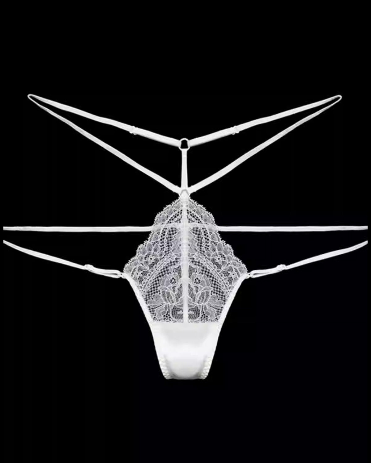 FEELITS Women’s Mulberry Silk Thong Panties – Low - Rise Adjustable Lace Strap, Sheer Hollow - Out Sexy Underwear - FEELITS