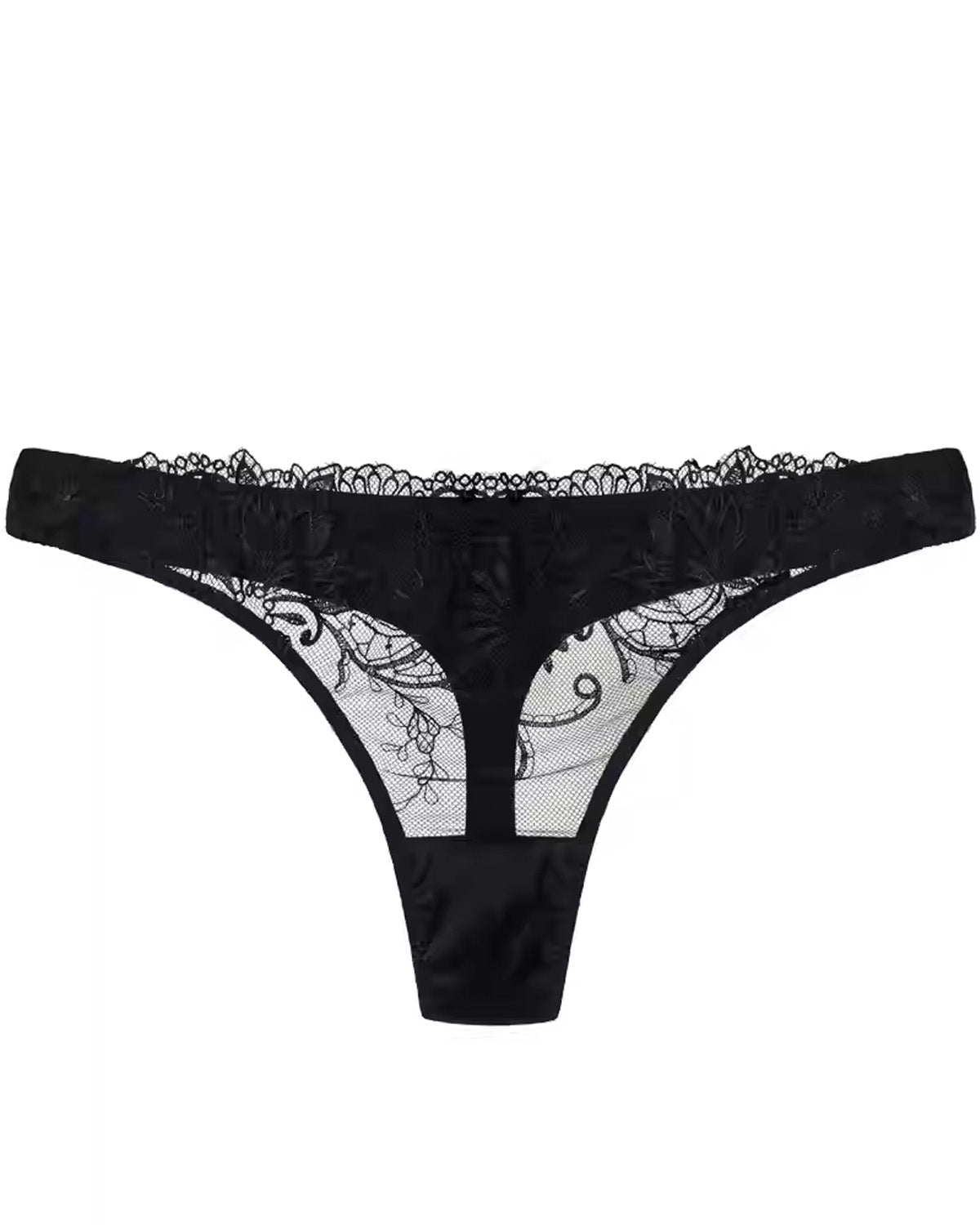 FEELITS Women’s Mulberry Silk Thong Panties, Sheer Hollow - Out Sexy Underwear - FEELITS