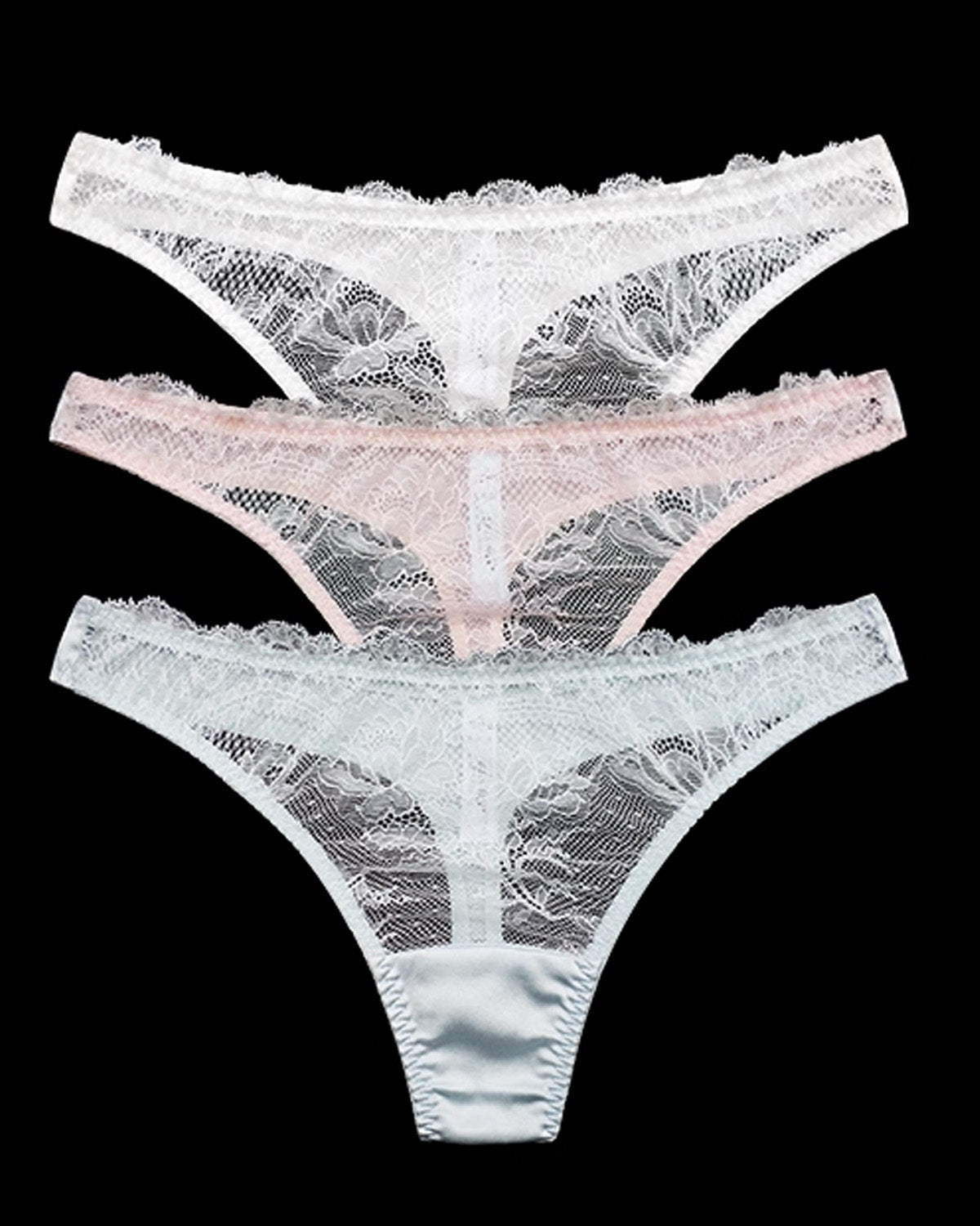 FEELITS Women’s Mulberry Silk Thong Panties, Sheer Hollow - Out Sexy Underwear - FEELITS