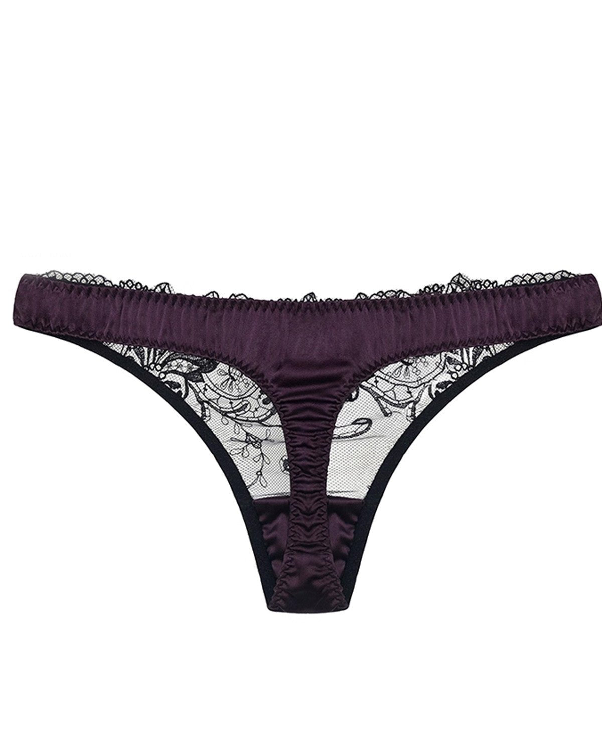 FEELITS Women’s Mulberry Silk Thong Panties, Sheer Hollow - Out Sexy Underwear - FEELITS