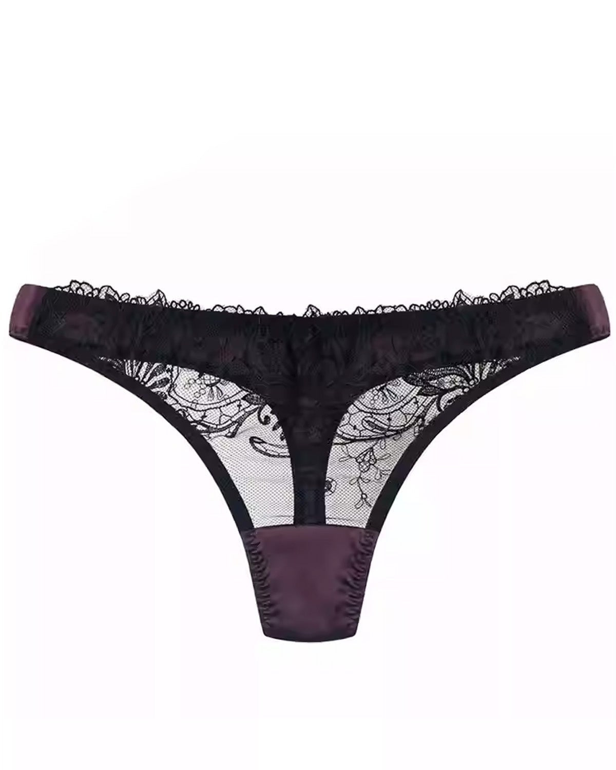 FEELITS Women’s Mulberry Silk Thong Panties, Sheer Hollow - Out Sexy Underwear - FEELITS