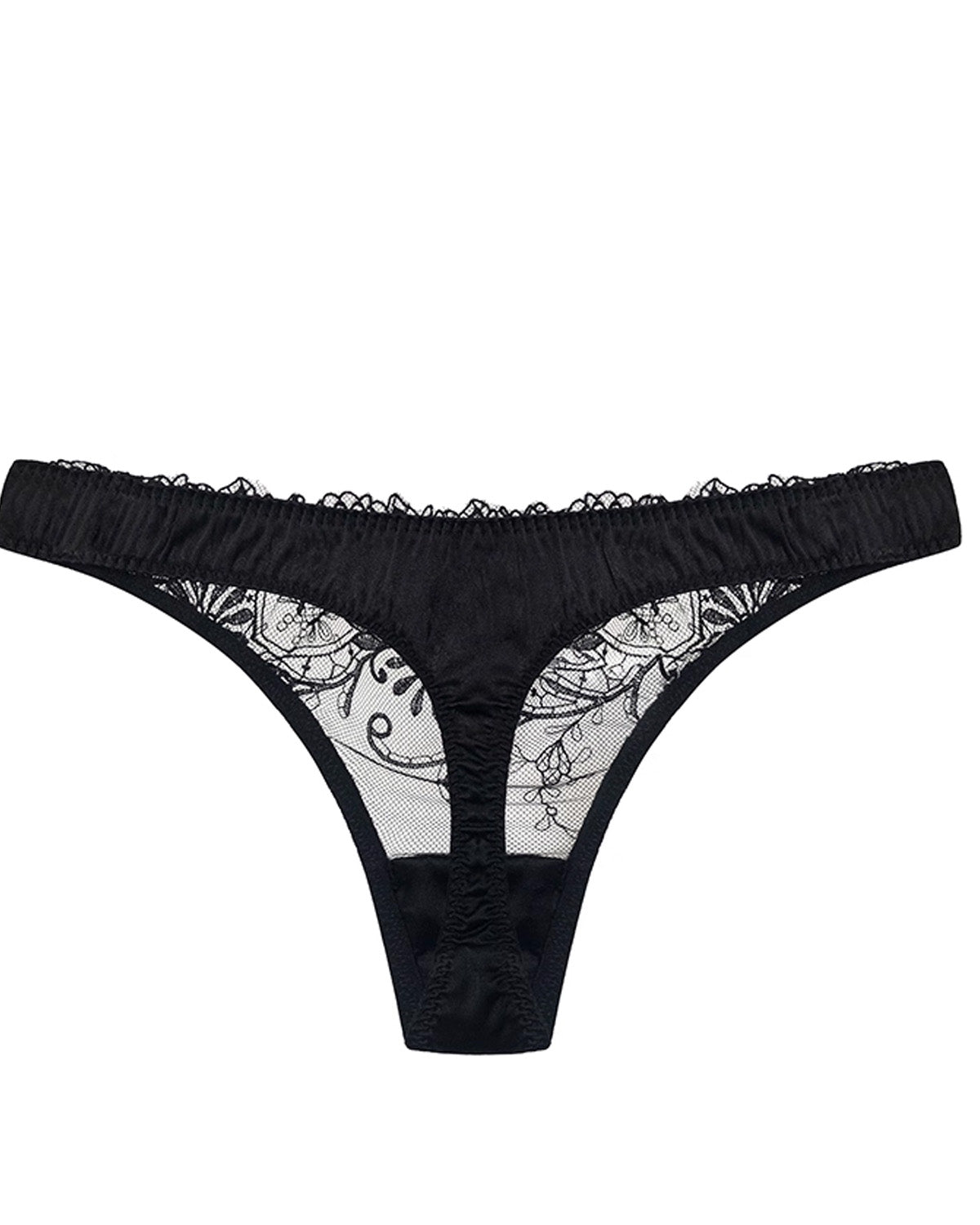 FEELITS Women’s Mulberry Silk Thong Panties, Sheer Hollow - Out Sexy Underwear - FEELITS