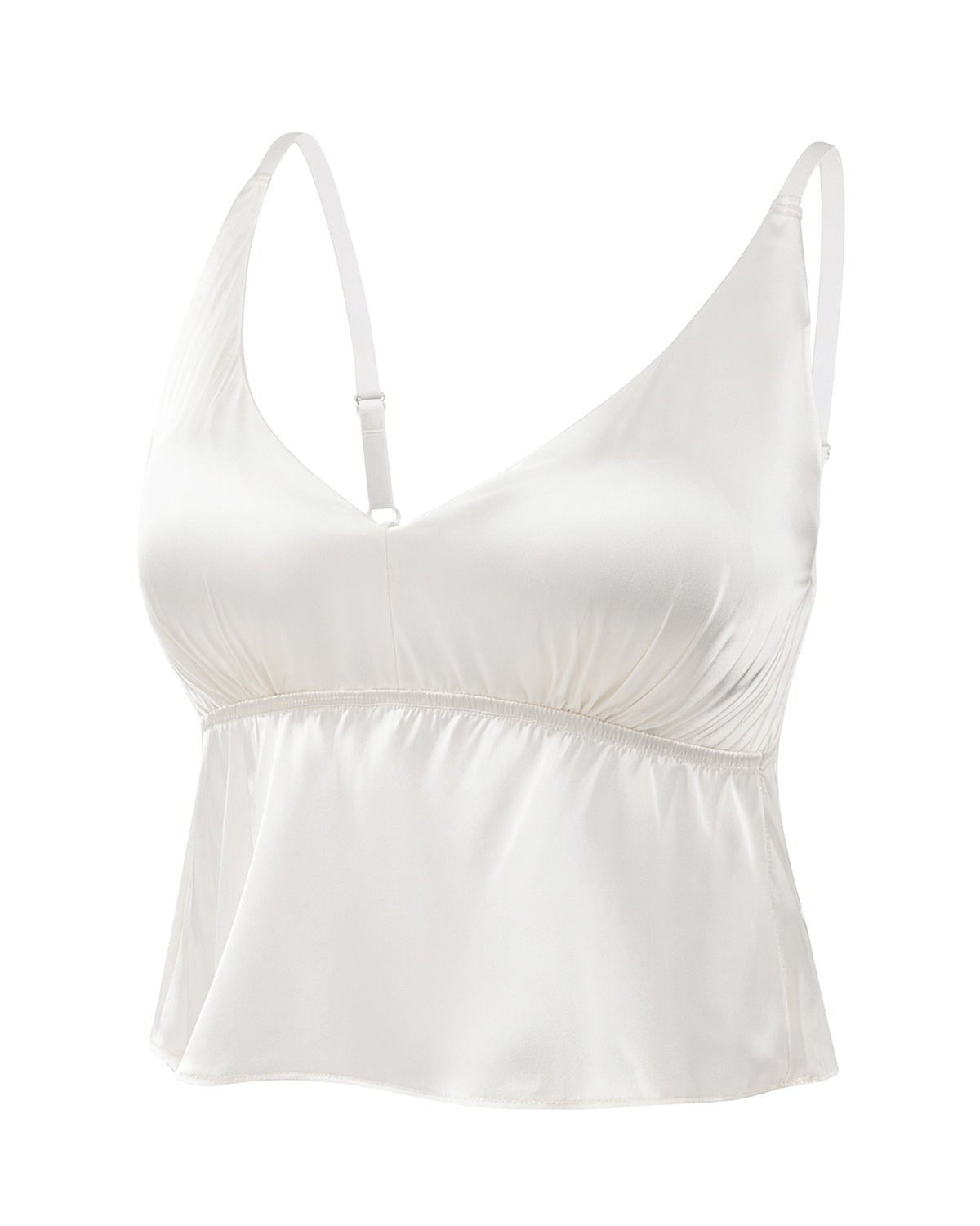 FEELITS Women's Real Mulberry Silk Crop Top Shirt - 22 Momme Silk Tank Top Basic Cami, Adjustable Straps - FEELITS