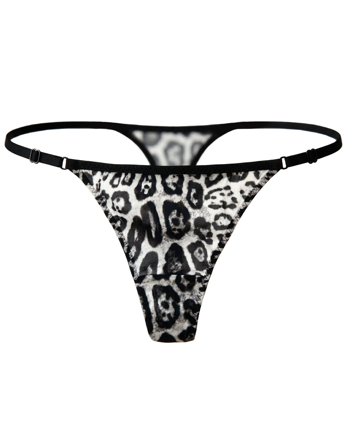 FEELITS YF01 Leopard Print Silk T-Back Thong Panties - 100% Mulberry Silk, Low-Rise Fit - FEELITS