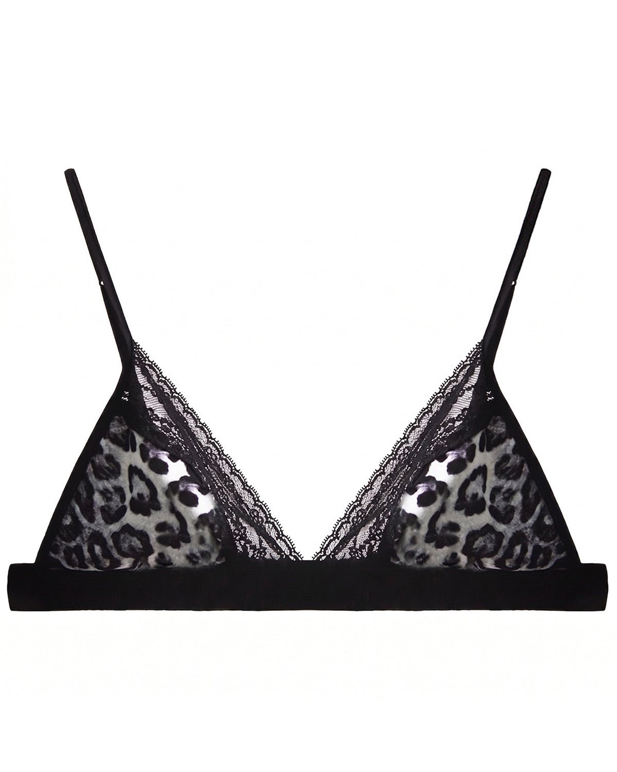 FEELITS YFB01 Leopard Lace Silk Triangle Bra - 95% Mulberry Silk, Wireless Double-Hook Design - FEELITS