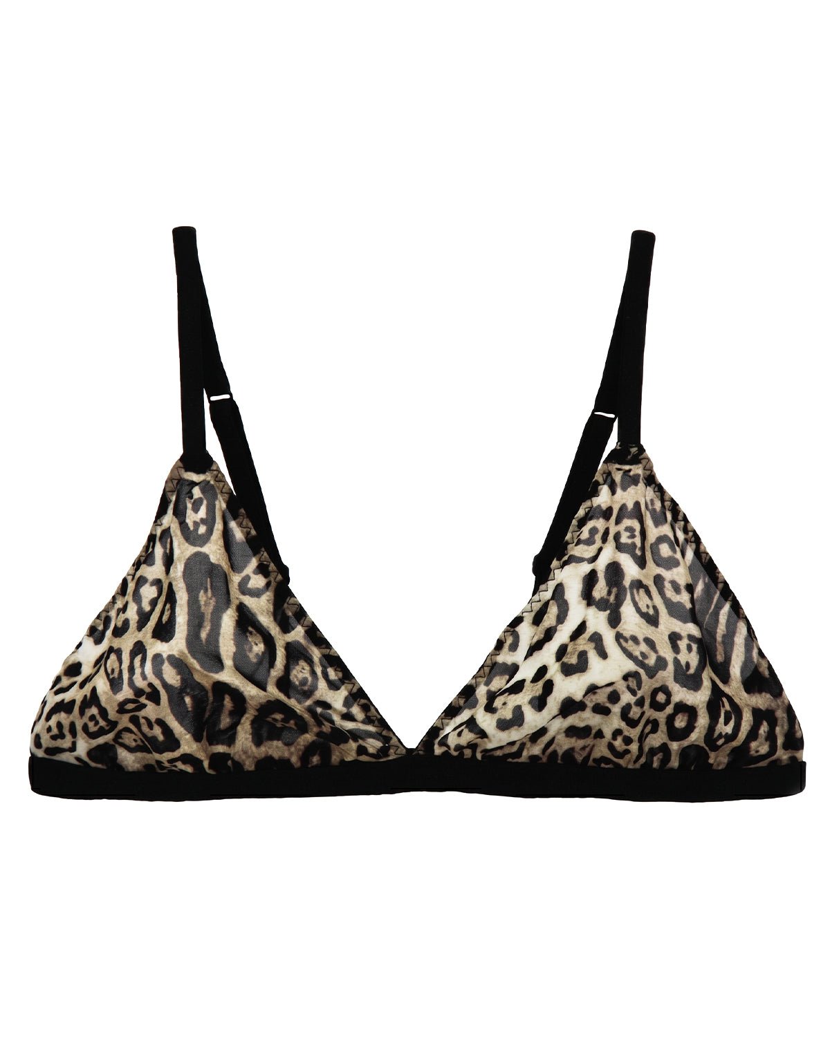 FEELITS YFB02 Leopard Print Silk Triangle Bra - 95% Mulberry Silk, Wireless Single-Hook Design - FEELITS