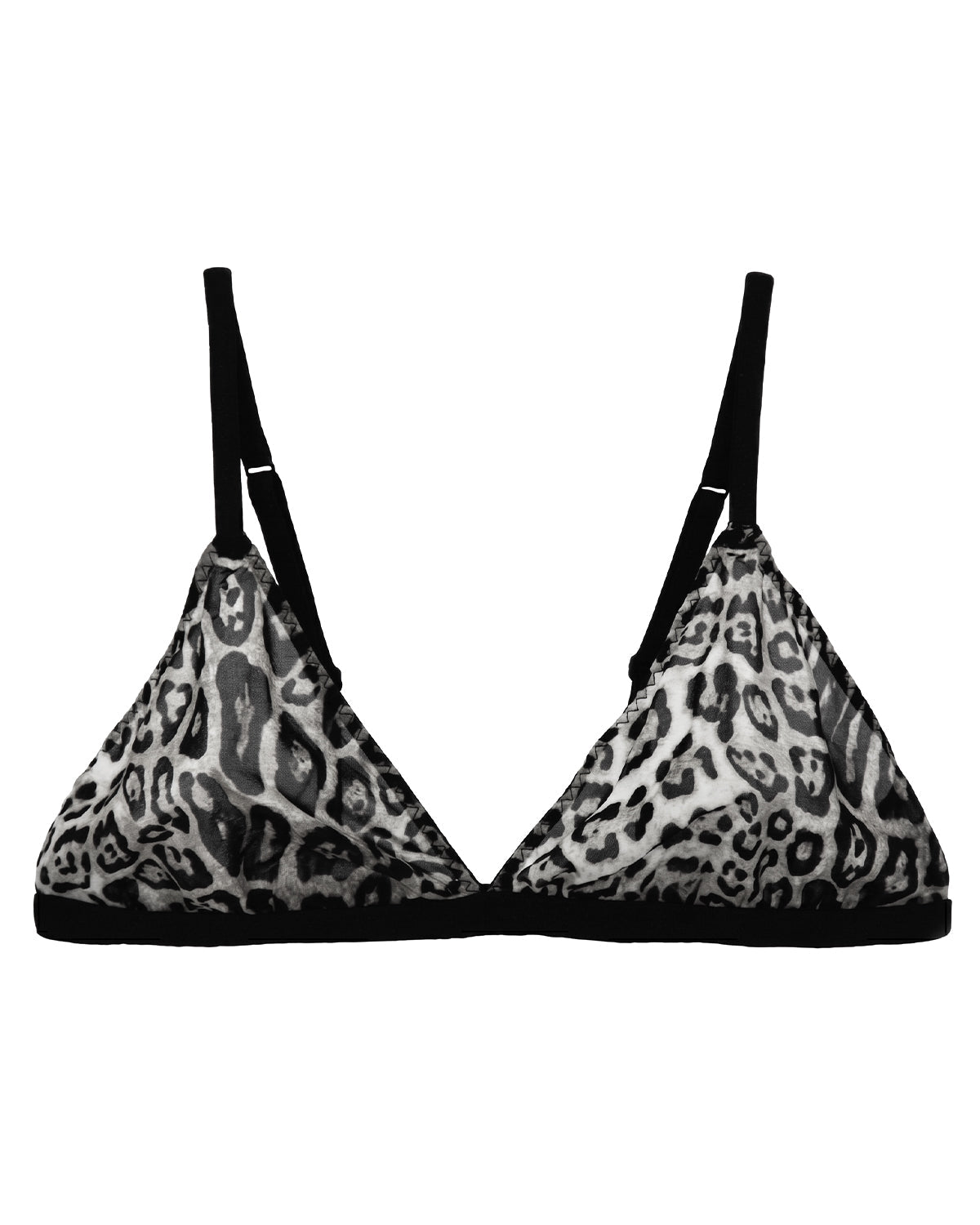 FEELITS YFB02 Leopard Print Silk Triangle Bra - 95% Mulberry Silk, Wireless Single-Hook Design - FEELITS