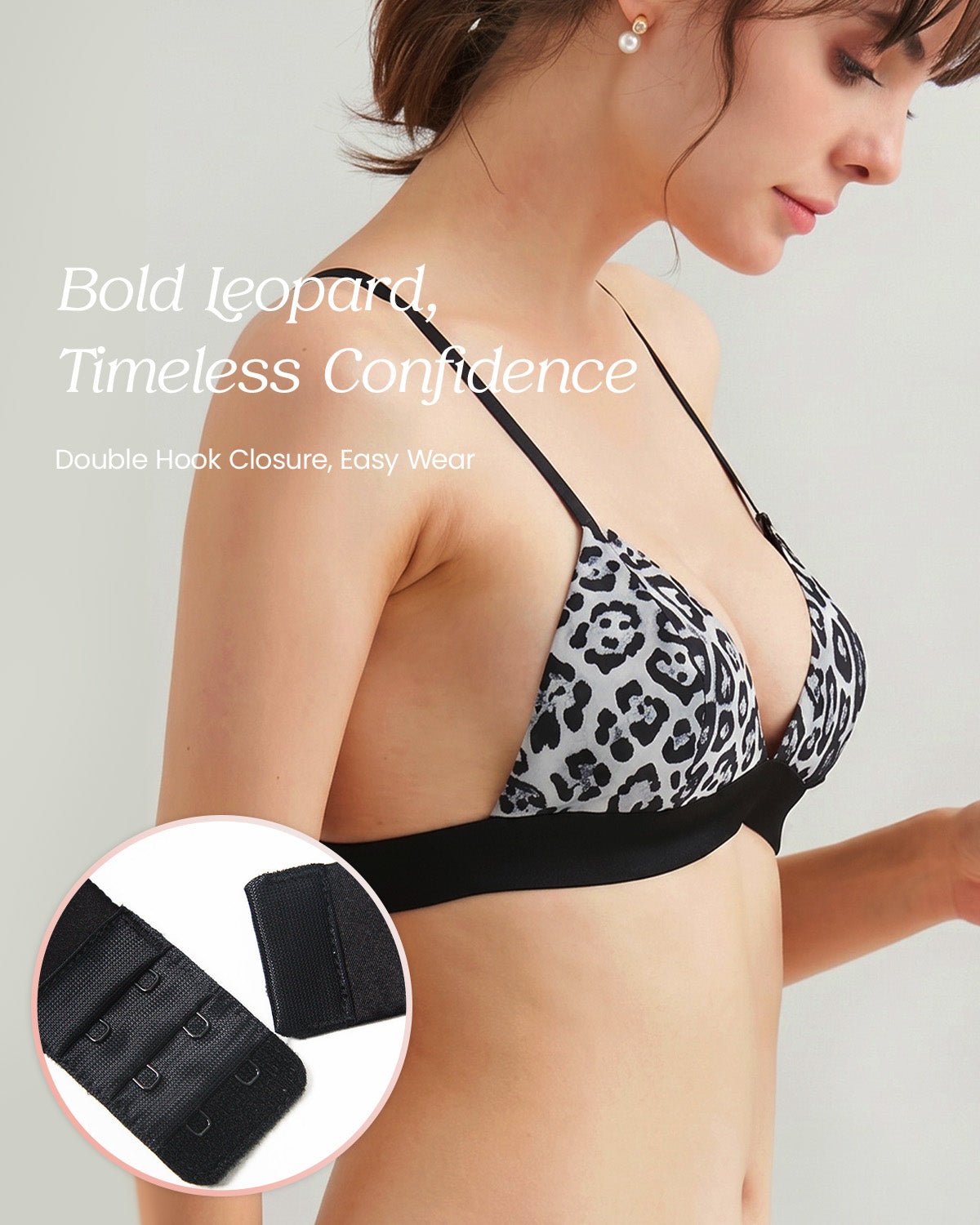 Leopard Silk Triangle Bra with Double Hook | FEELITS