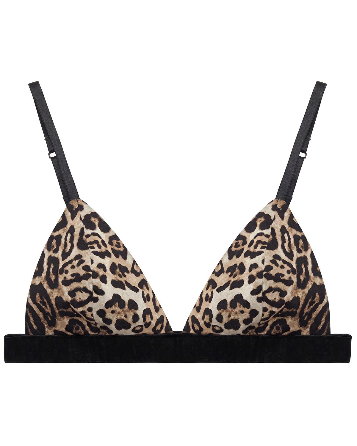 FEELITS YFB03 Leopard Print Silk Triangle Bra - 95% Mulberry Silk, Wireless Double-Hook Design - FEELITS